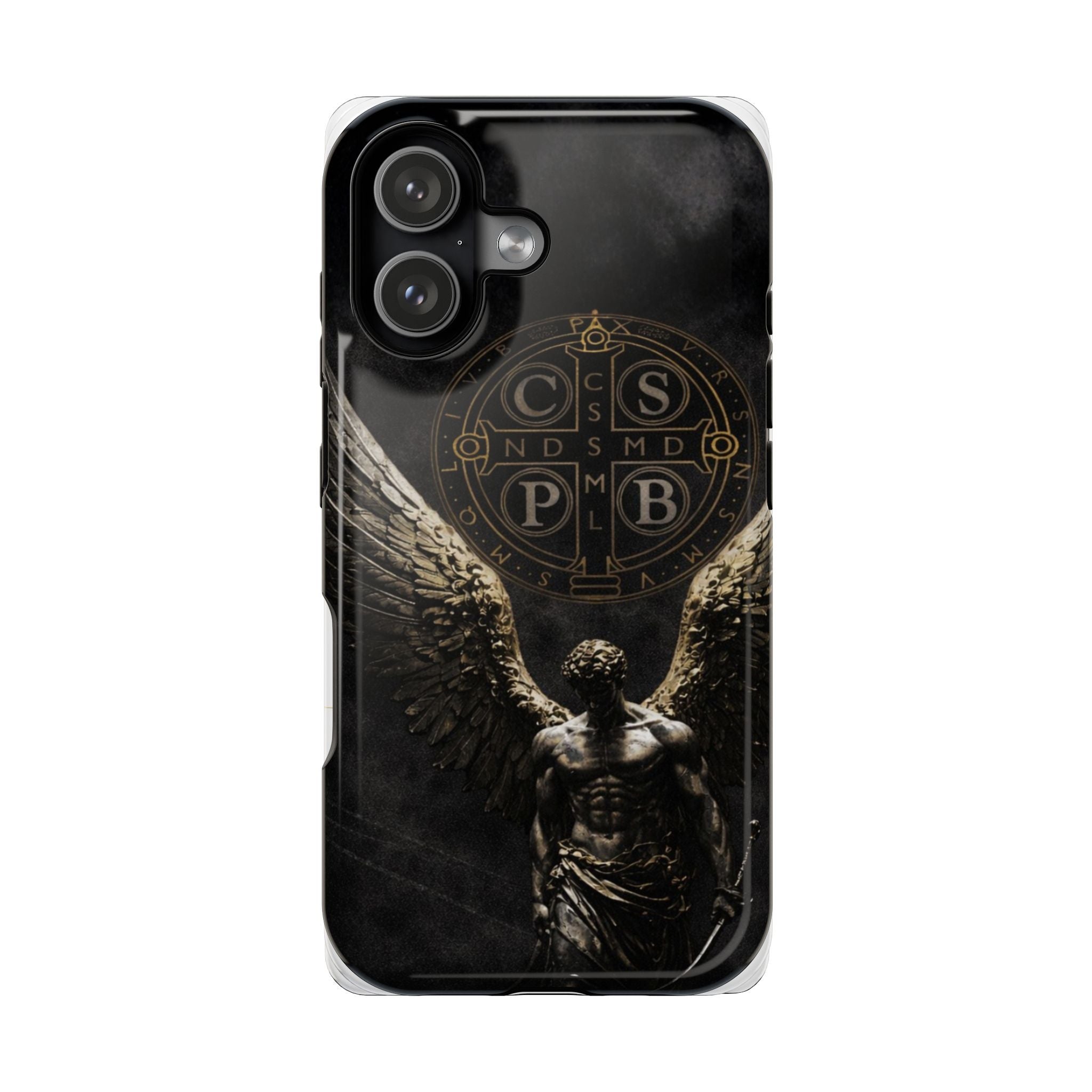 Saint Benedict Medal Phone Case – Archangel Warrior Design, Catholic Protection Case (iPhone & Samsung)