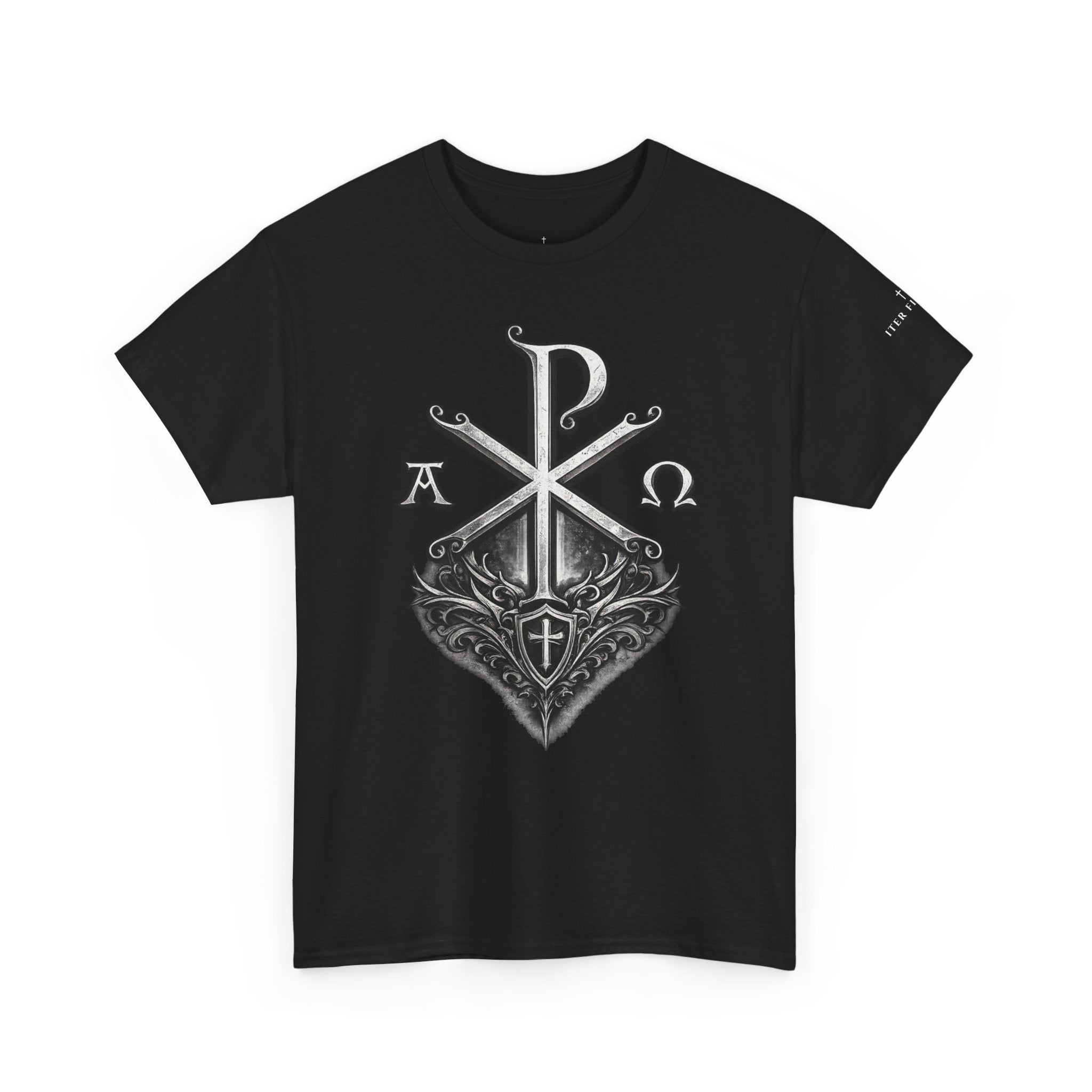 Christian Chi-Rho Symbol Tee — Alpha & Omega Vintage Cross Shirt