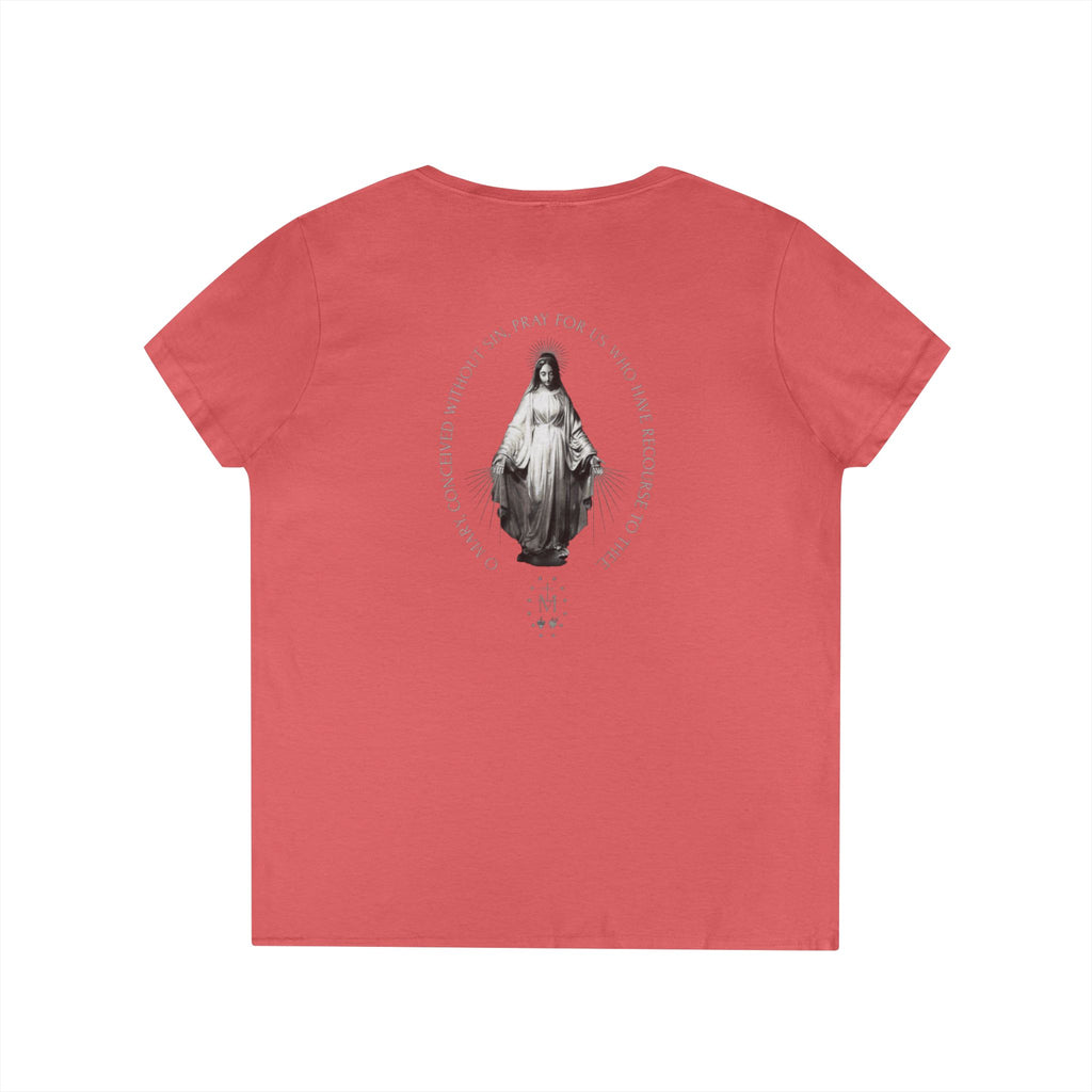Sacred Heart Marian Graphic Ladies' Shirt —  Iter Fidelis V-Neck Tee