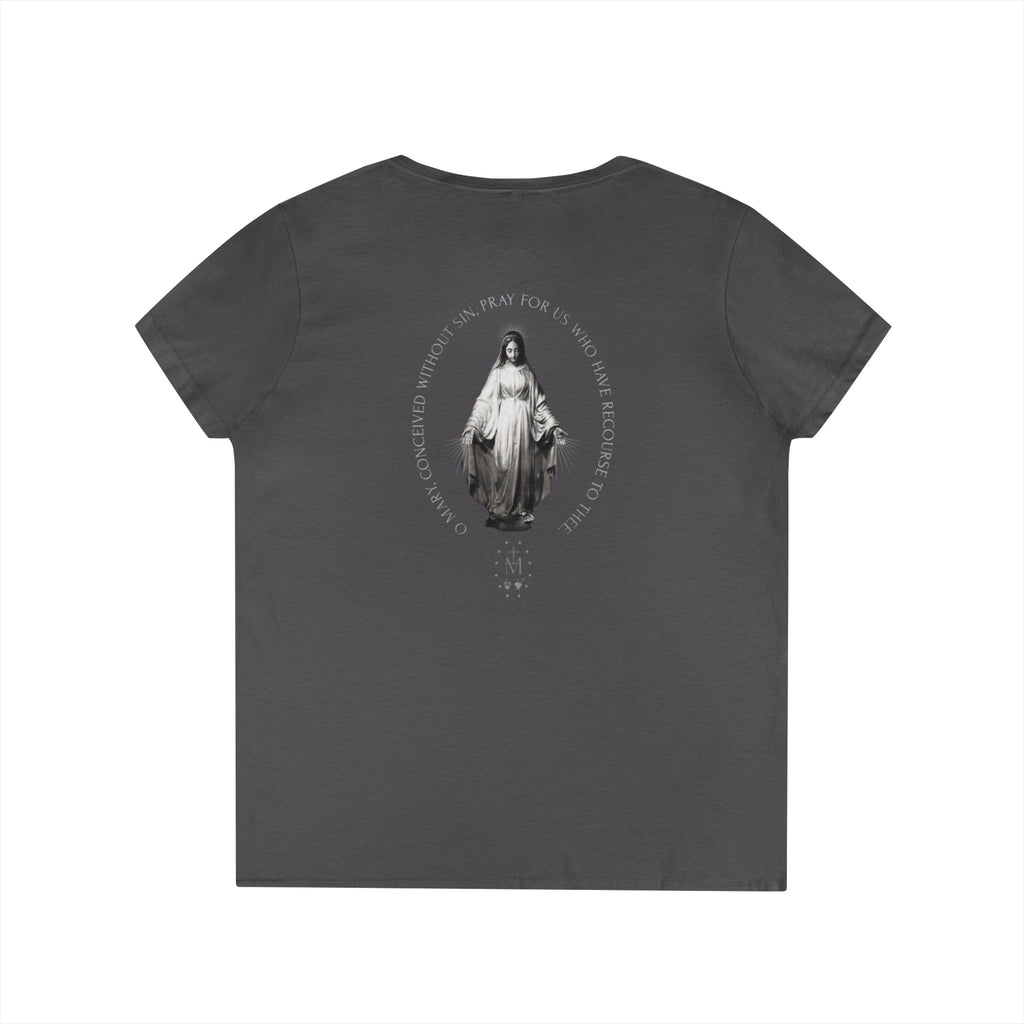Sacred Heart Marian Graphic Ladies' Shirt —  Iter Fidelis V-Neck Tee