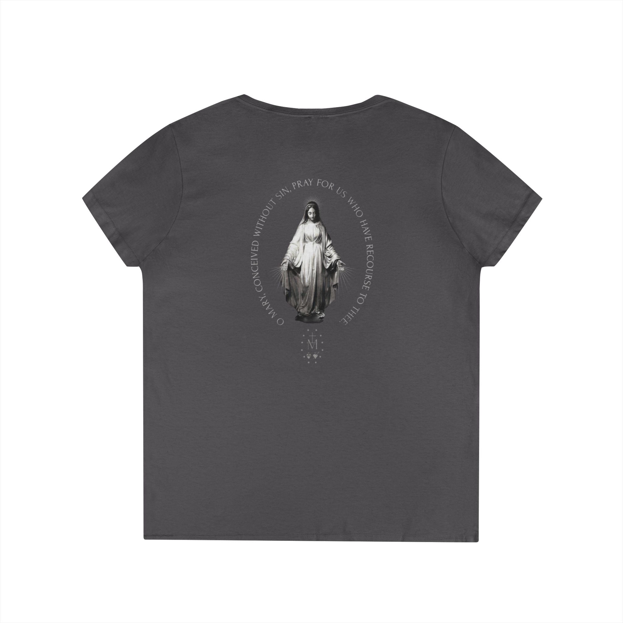 Sacred Heart Marian Graphic Ladies' Shirt —  Iter Fidelis V-Neck Tee