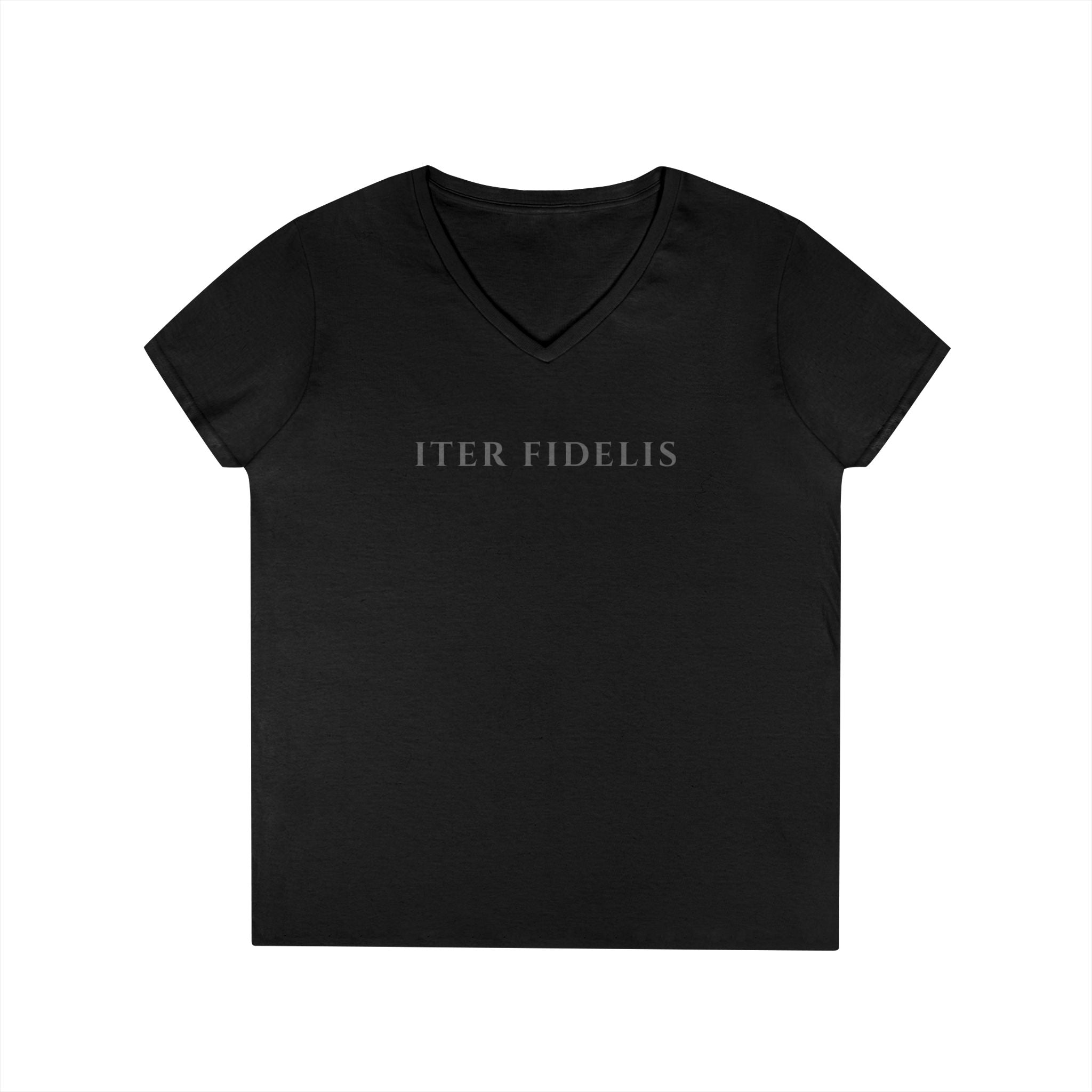Iter Fidelis V-Neck Tee — Sacred Heart Marian Graphic Ladies' Shirt