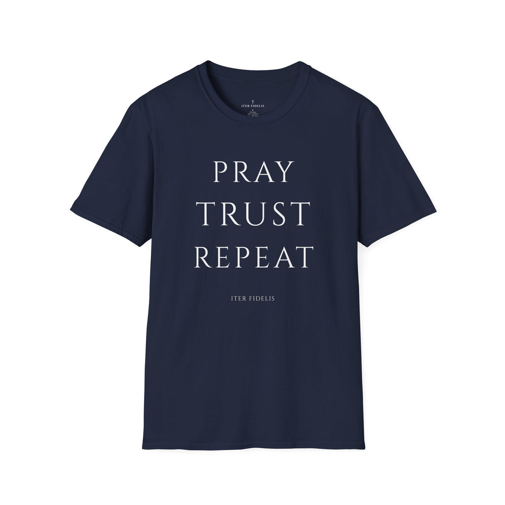Pray Trust Repeat Women's T-Shirt — Faith Inspirational Graphic Tee