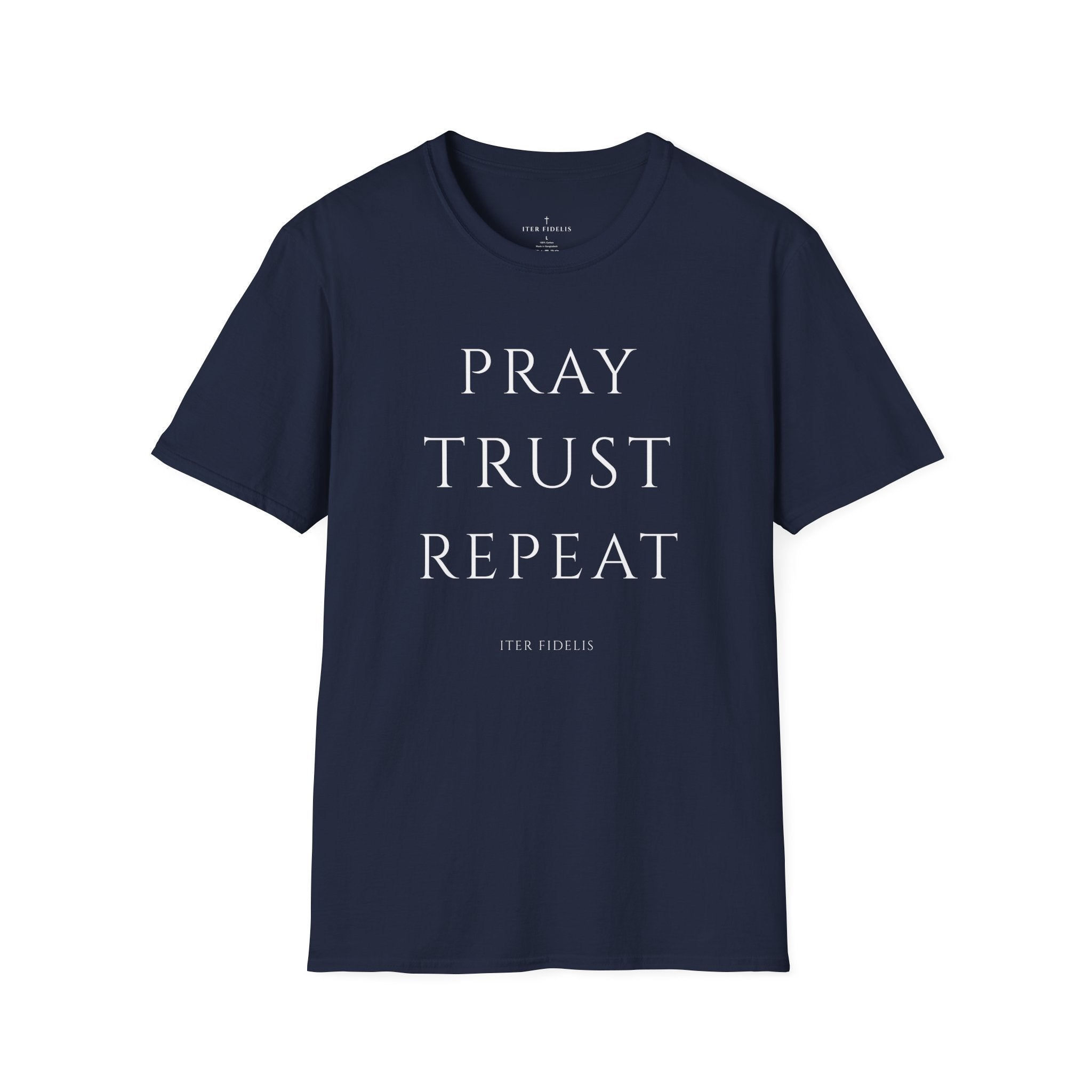 Pray Trust Repeat Women's T-Shirt — Faith Inspirational Graphic Tee