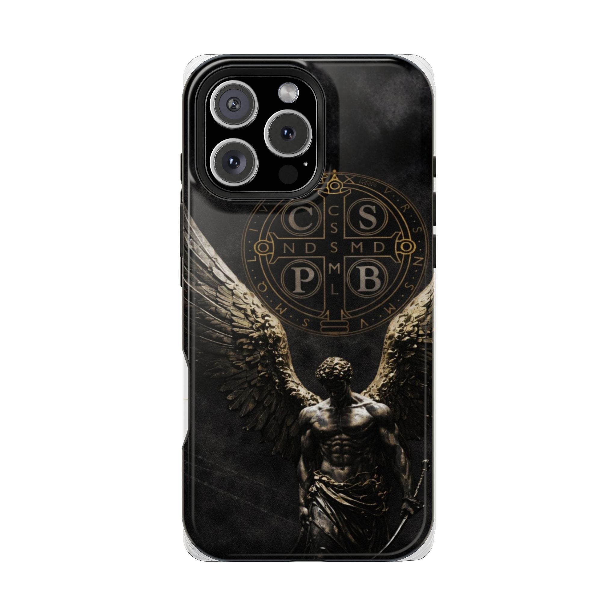 Saint Benedict Medal Phone Case – Archangel Warrior Design, Catholic Protection Case (iPhone & Samsung)