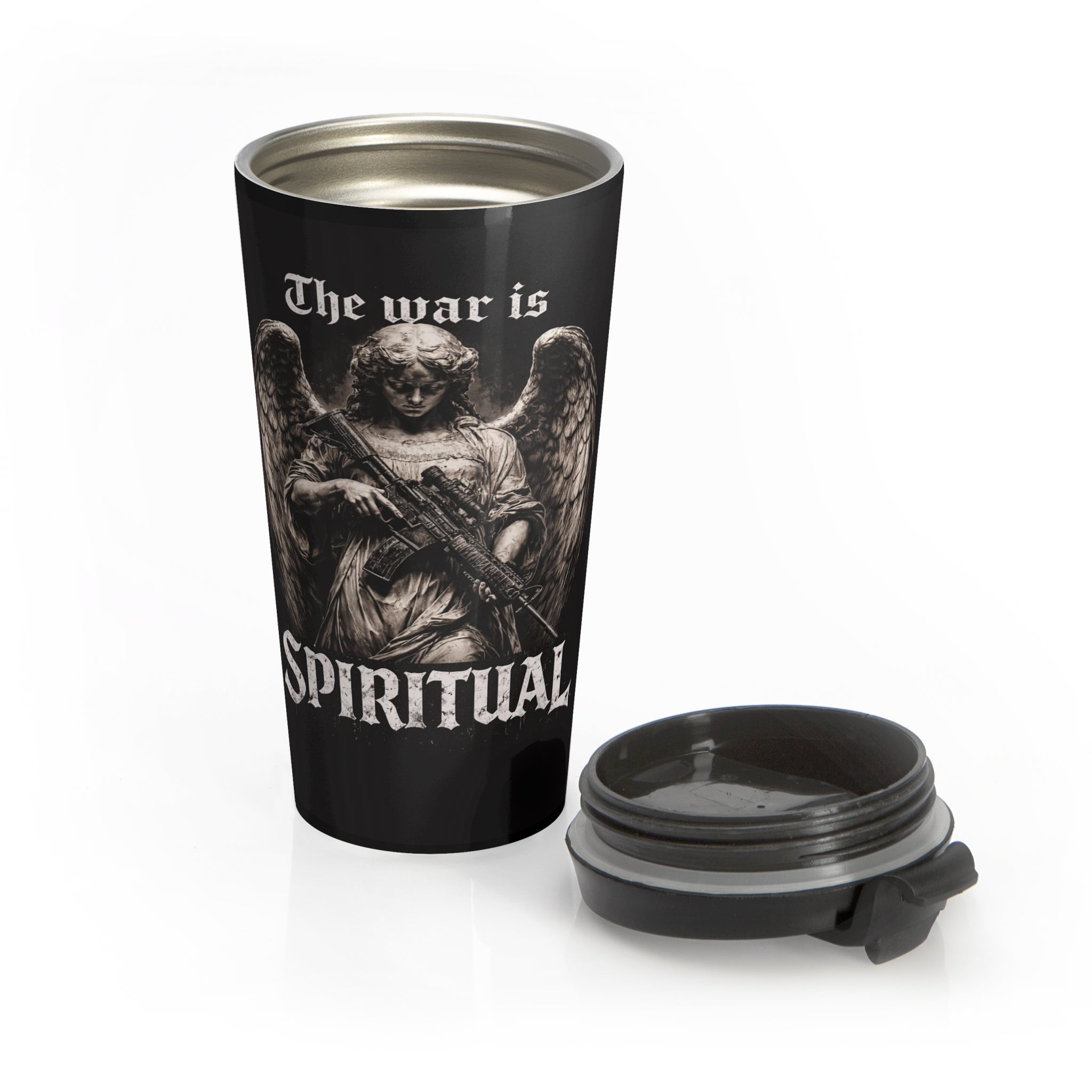 The War is Spiritual Mug — Iter Fidelis Stainless Steel Travel Mug