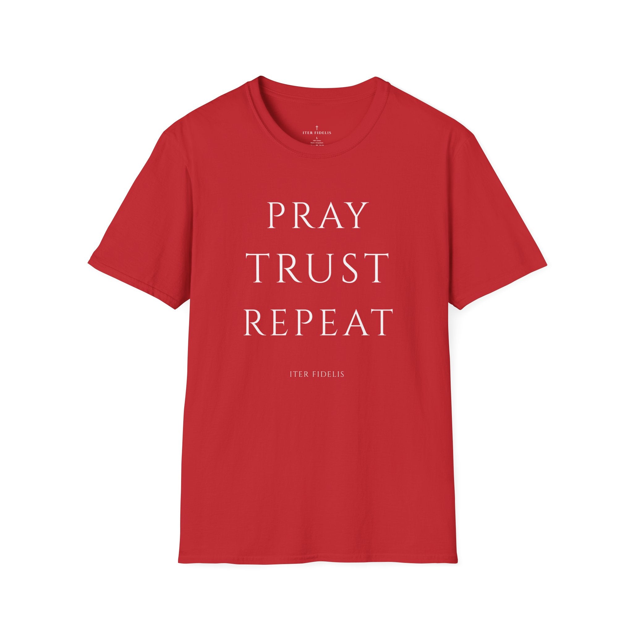 Pray Trust Repeat Women's T-Shirt — Faith Inspirational Graphic Tee