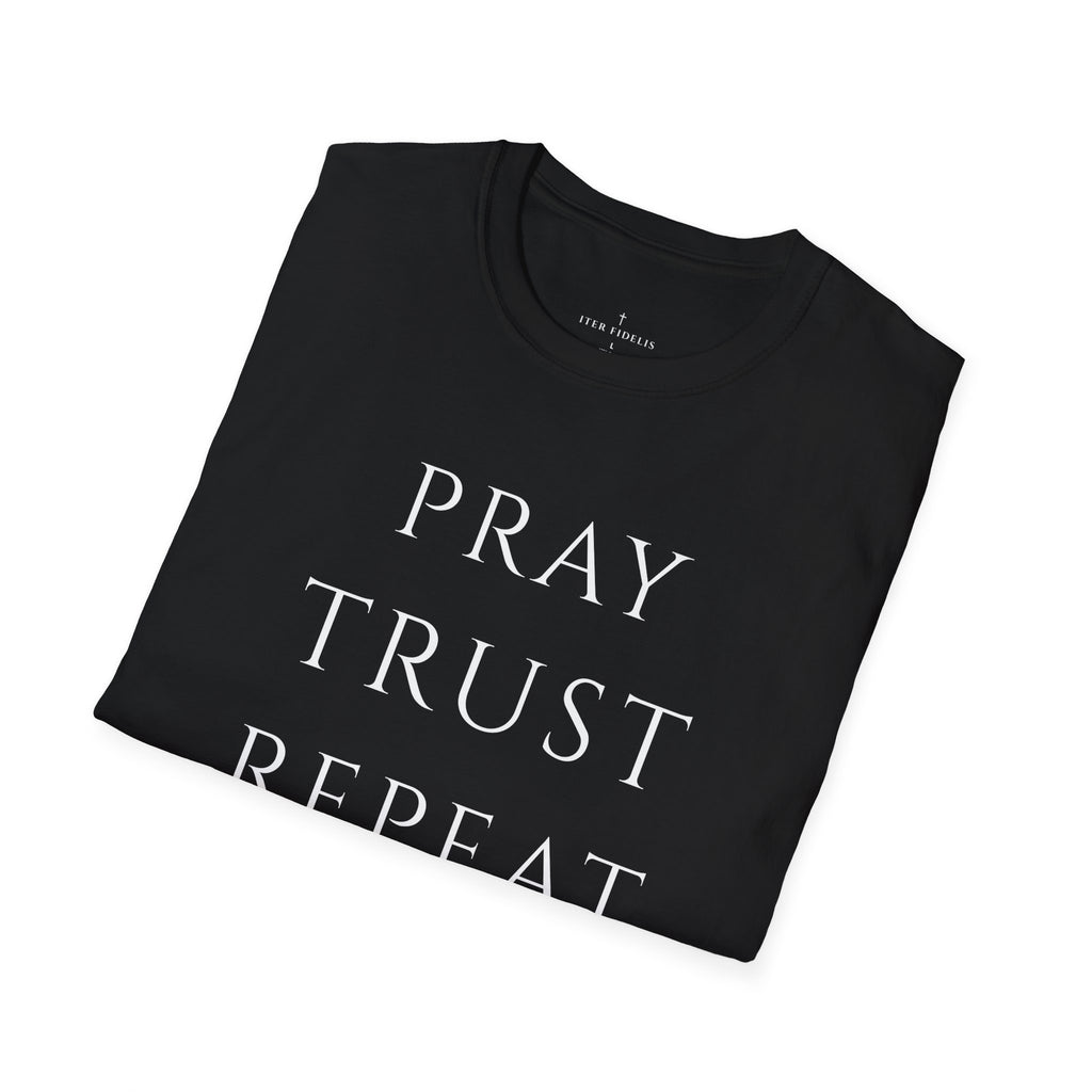 Pray Trust Repeat Women's T-Shirt — Faith Inspirational Graphic Tee