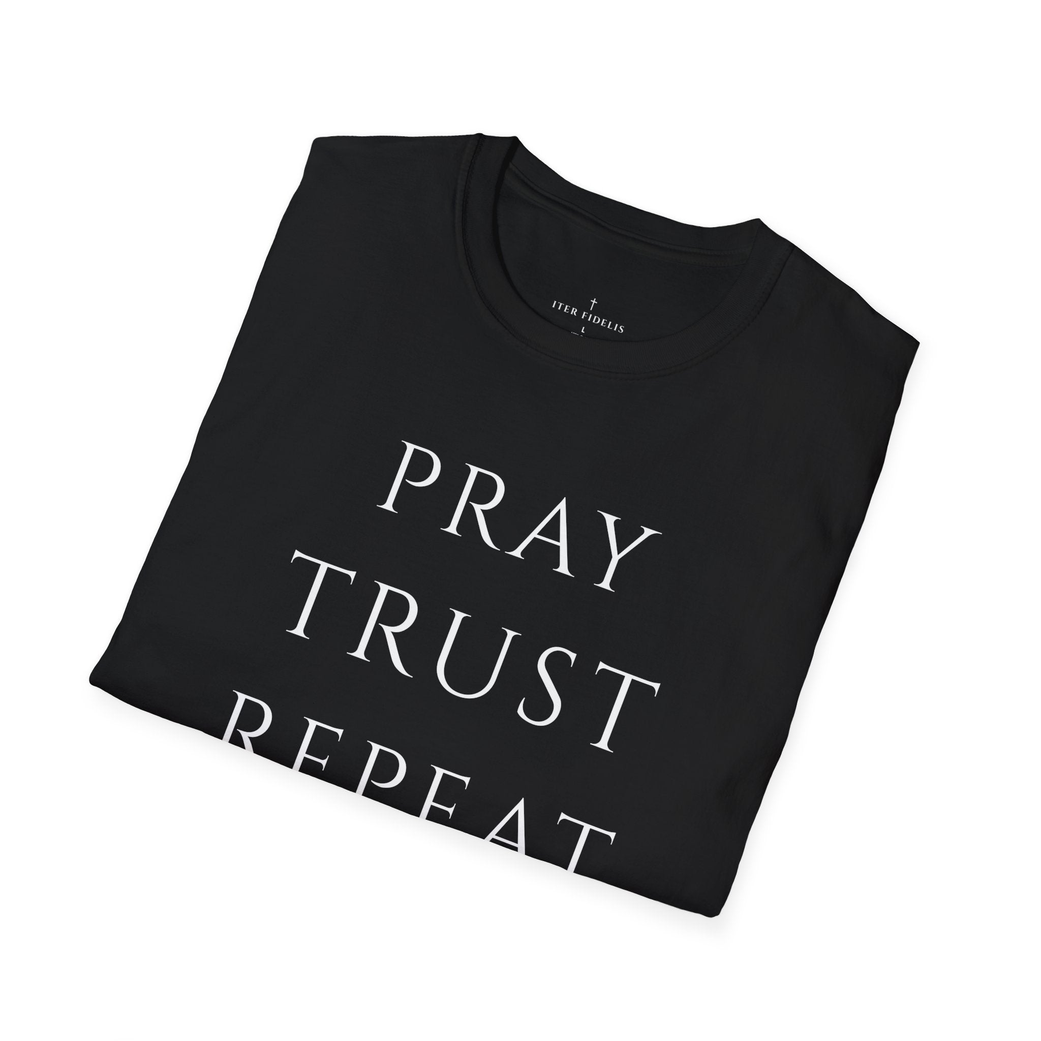 Pray Trust Repeat Women's T-Shirt — Faith Inspirational Graphic Tee