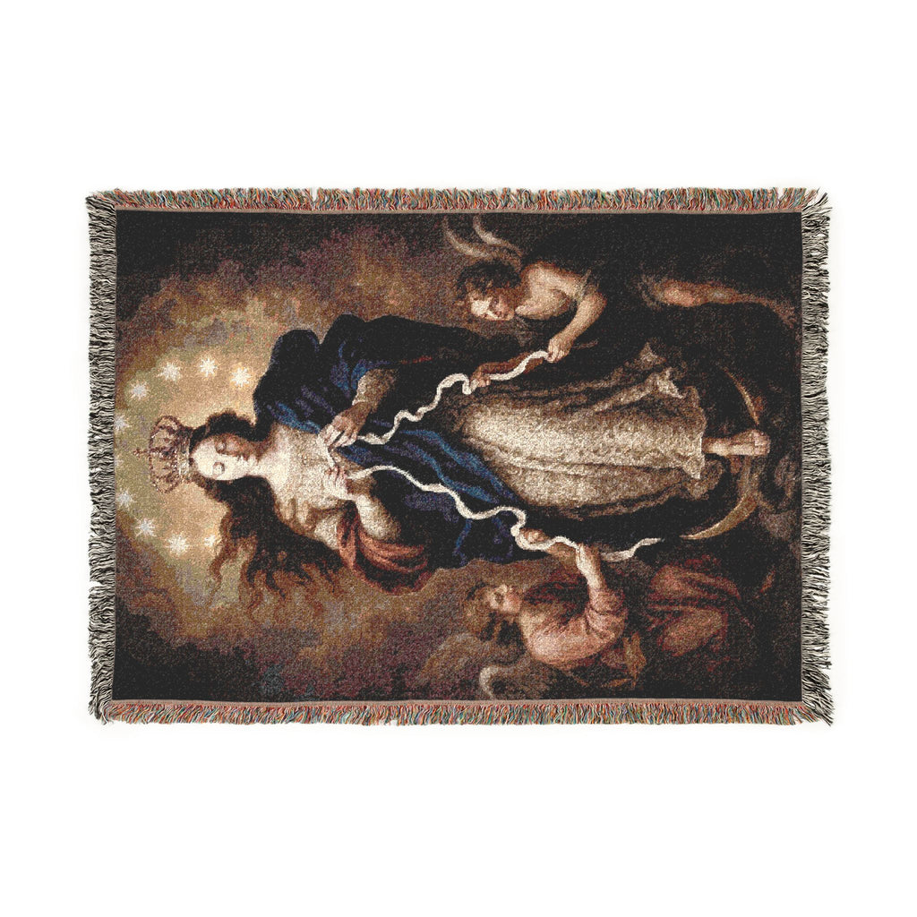 Mary Untier of Knots Woven Blanket - Virgin Mary Tapestry Throw
