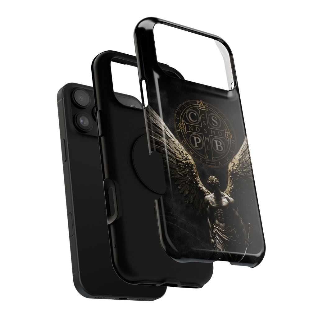 Saint Benedict Medal Phone Case – Archangel Warrior Design, Catholic Protection Case (iPhone & Samsung)