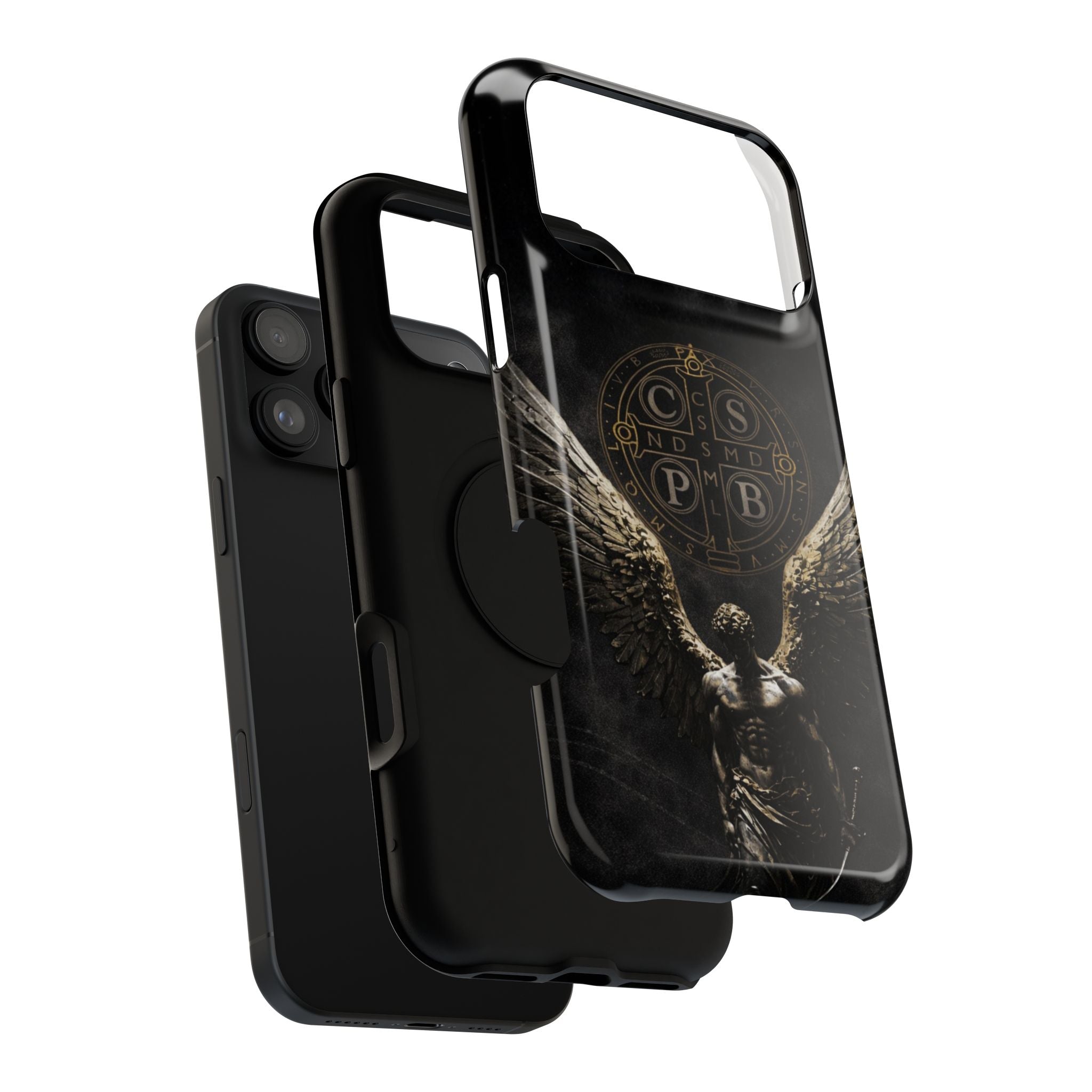 Saint Benedict Medal Phone Case – Archangel Warrior Design, Catholic Protection Case (iPhone & Samsung)