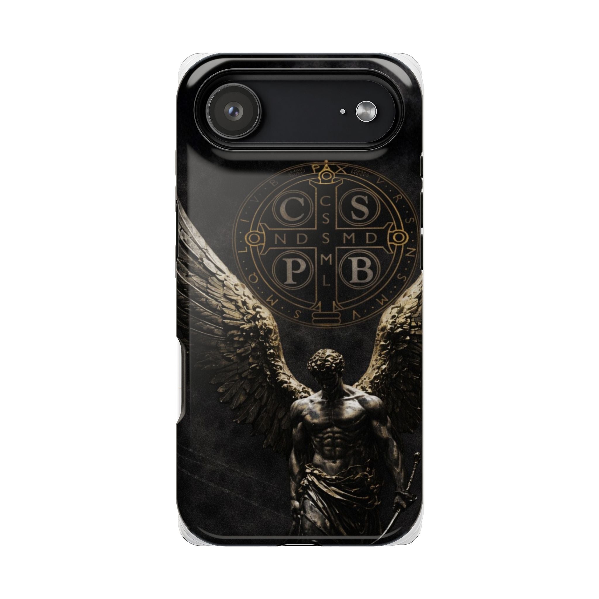 Saint Benedict Medal Phone Case – Archangel Warrior Design, Catholic Protection Case (iPhone & Samsung)