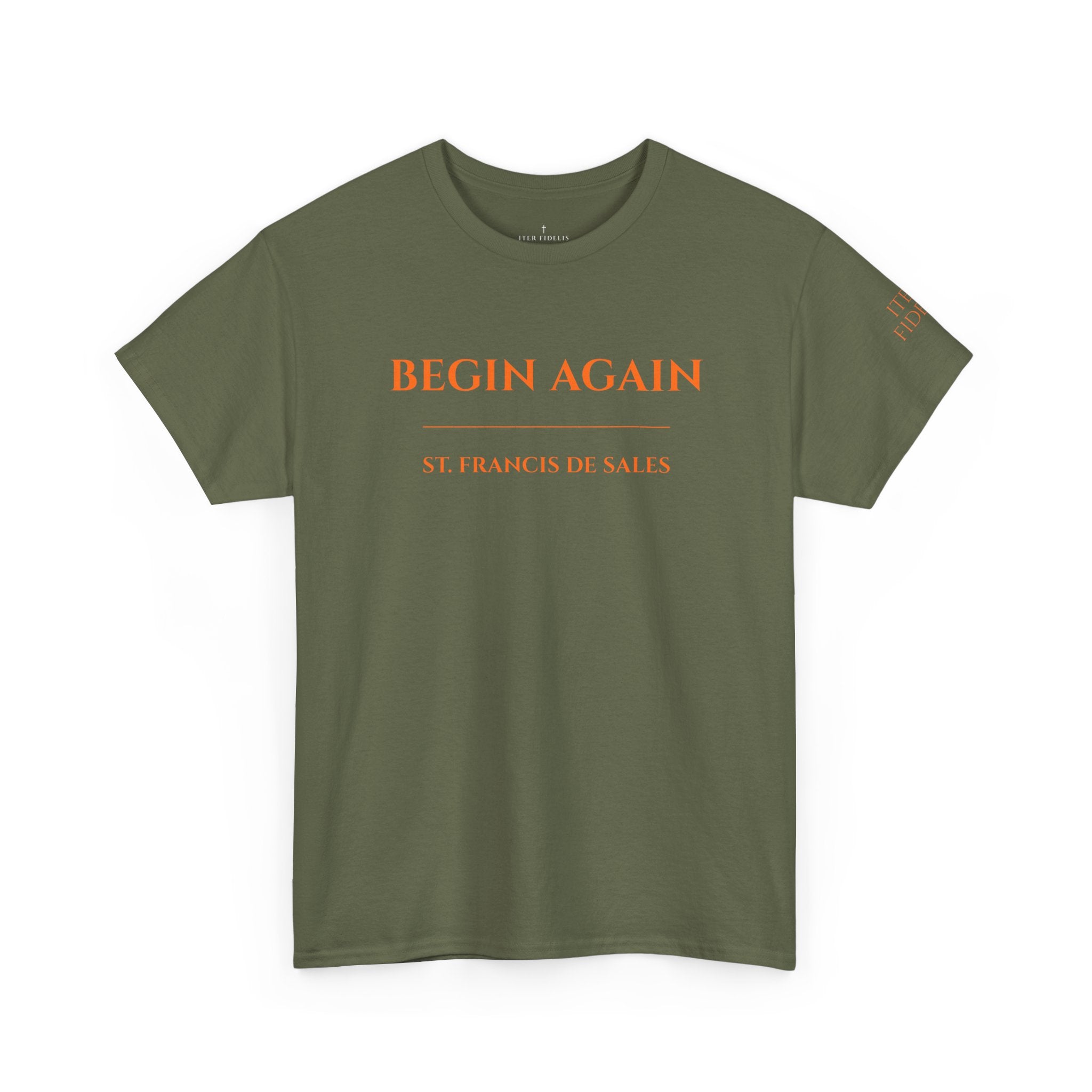 Begin Again minimalist text tee | Inspirational slogan shirt