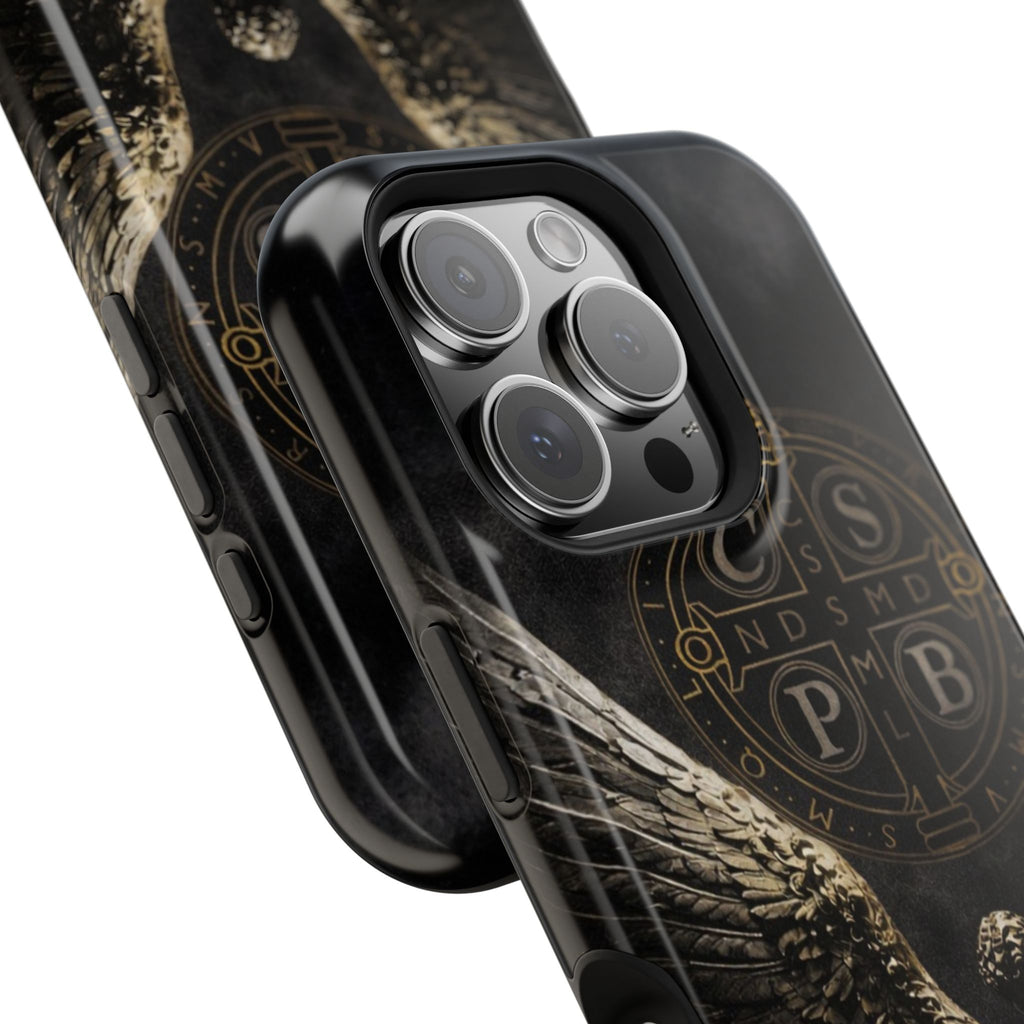 Saint Benedict Medal Phone Case – Archangel Warrior Design, Catholic Protection Case (iPhone & Samsung)
