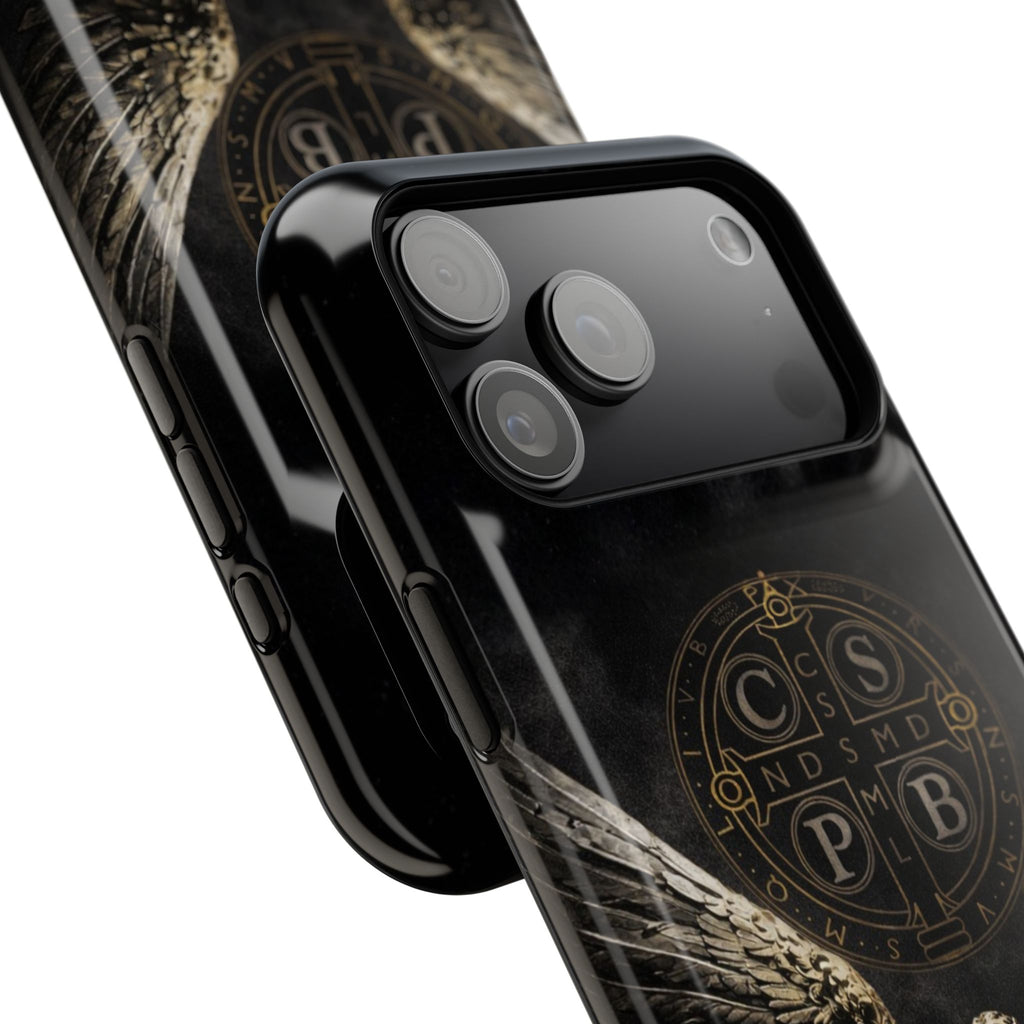 Saint Benedict Medal Phone Case – Archangel Warrior Design, Catholic Protection Case (iPhone & Samsung)