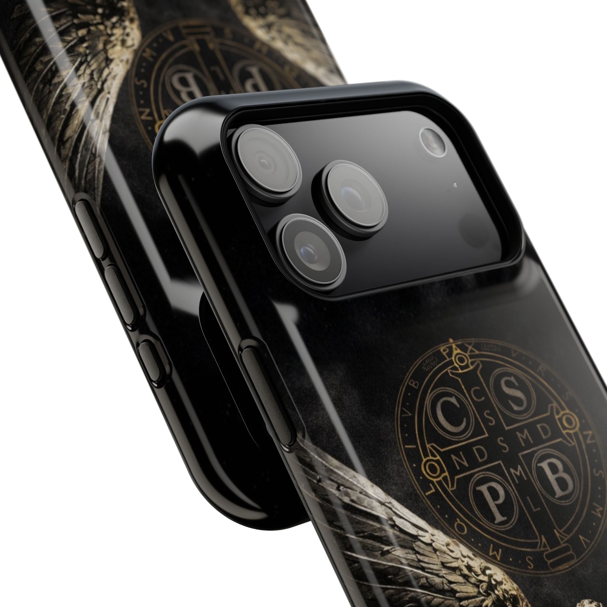 Saint Benedict Medal Phone Case – Archangel Warrior Design, Catholic Protection Case (iPhone & Samsung)