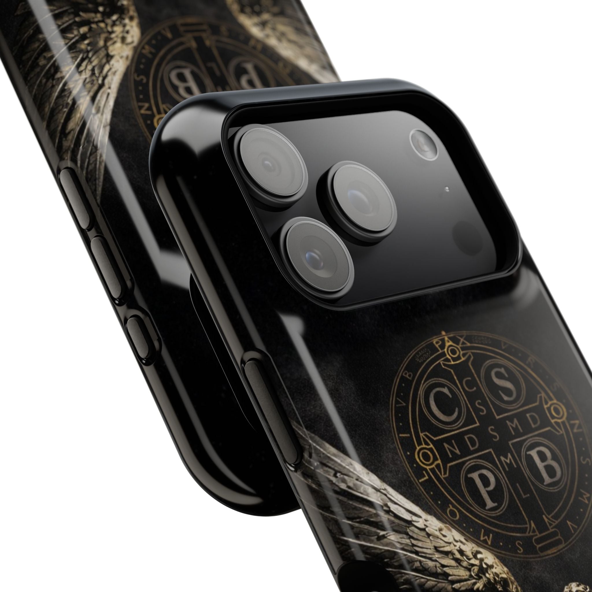 Saint Benedict Medal Phone Case – Archangel Warrior Design, Catholic Protection Case (iPhone & Samsung)