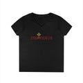 Ladies' V-Neck T-Shirt — Sacred Heart 'Iter Fidelis' Christian Devotional Tee