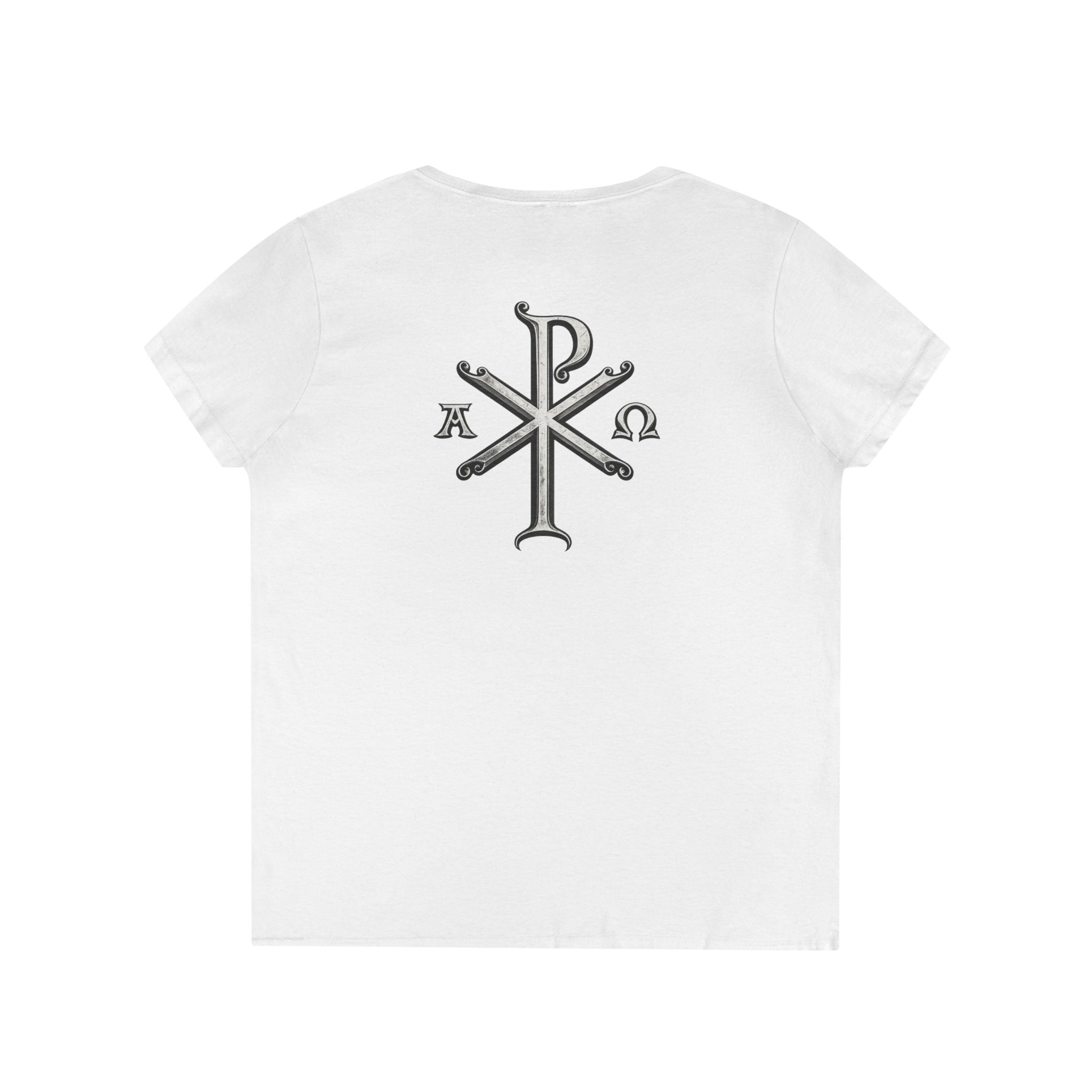 Iter Fidelis V-Neck Tee — Christian Chi-Rho Symbol Women's Shirt
