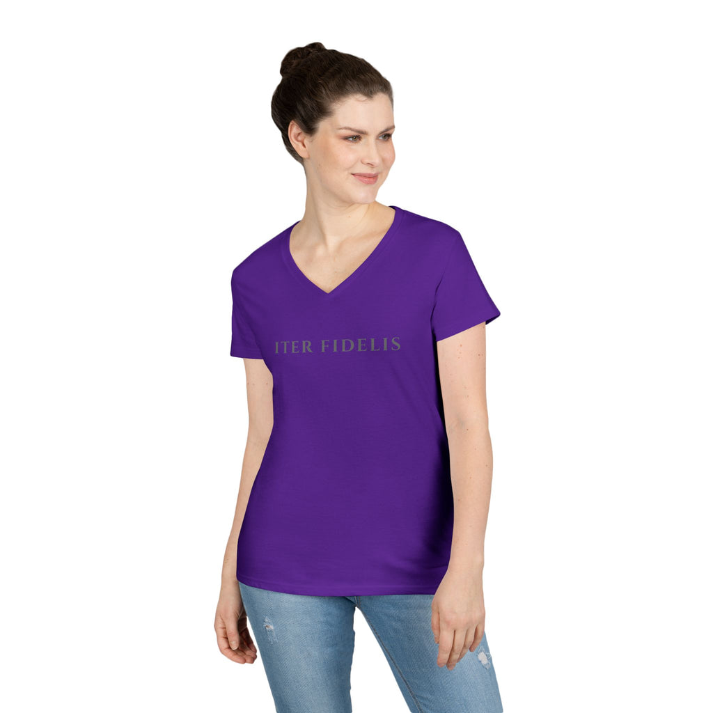 Sacred Heart Marian Graphic Ladies' Shirt —  Iter Fidelis V-Neck Tee