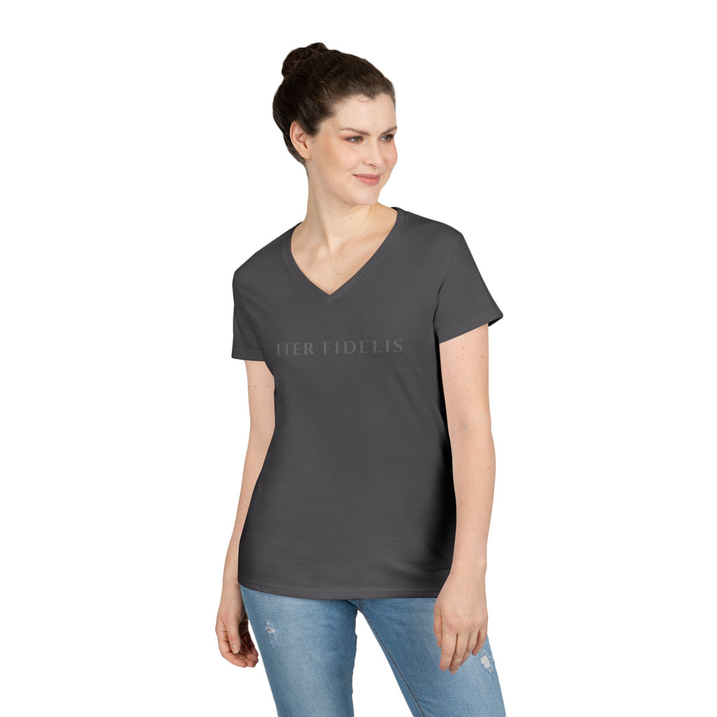 Sacred Heart Marian Graphic Ladies' Shirt —  Iter Fidelis V-Neck Tee