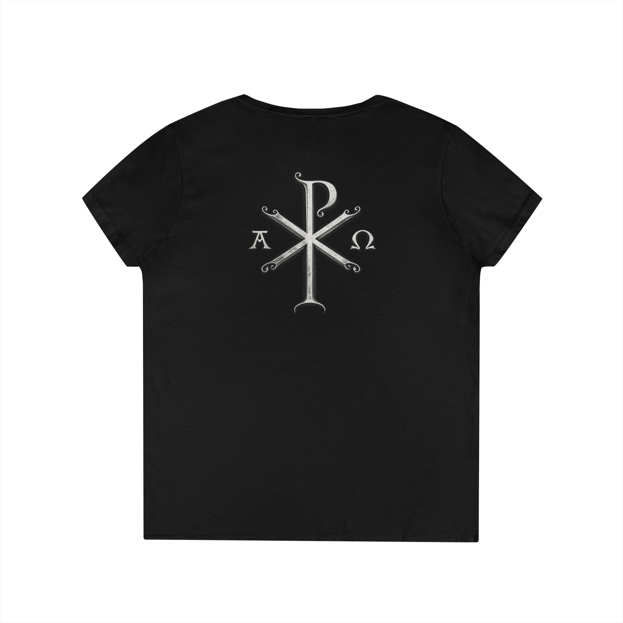 Iter Fidelis V-Neck Tee — Christian Chi-Rho Symbol Women's Shirt