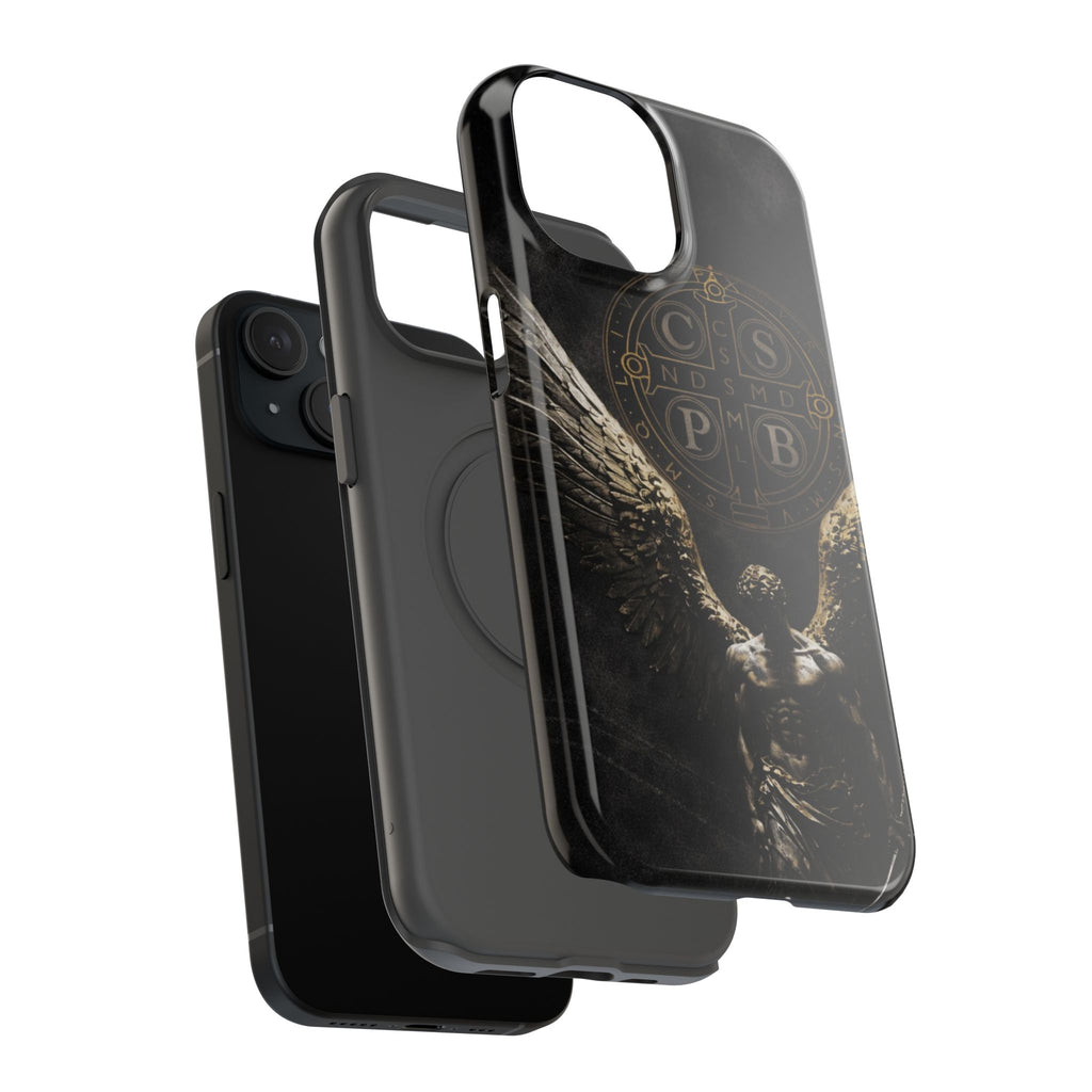 Saint Benedict Medal Phone Case – Archangel Warrior Design, Catholic Protection Case (iPhone & Samsung)