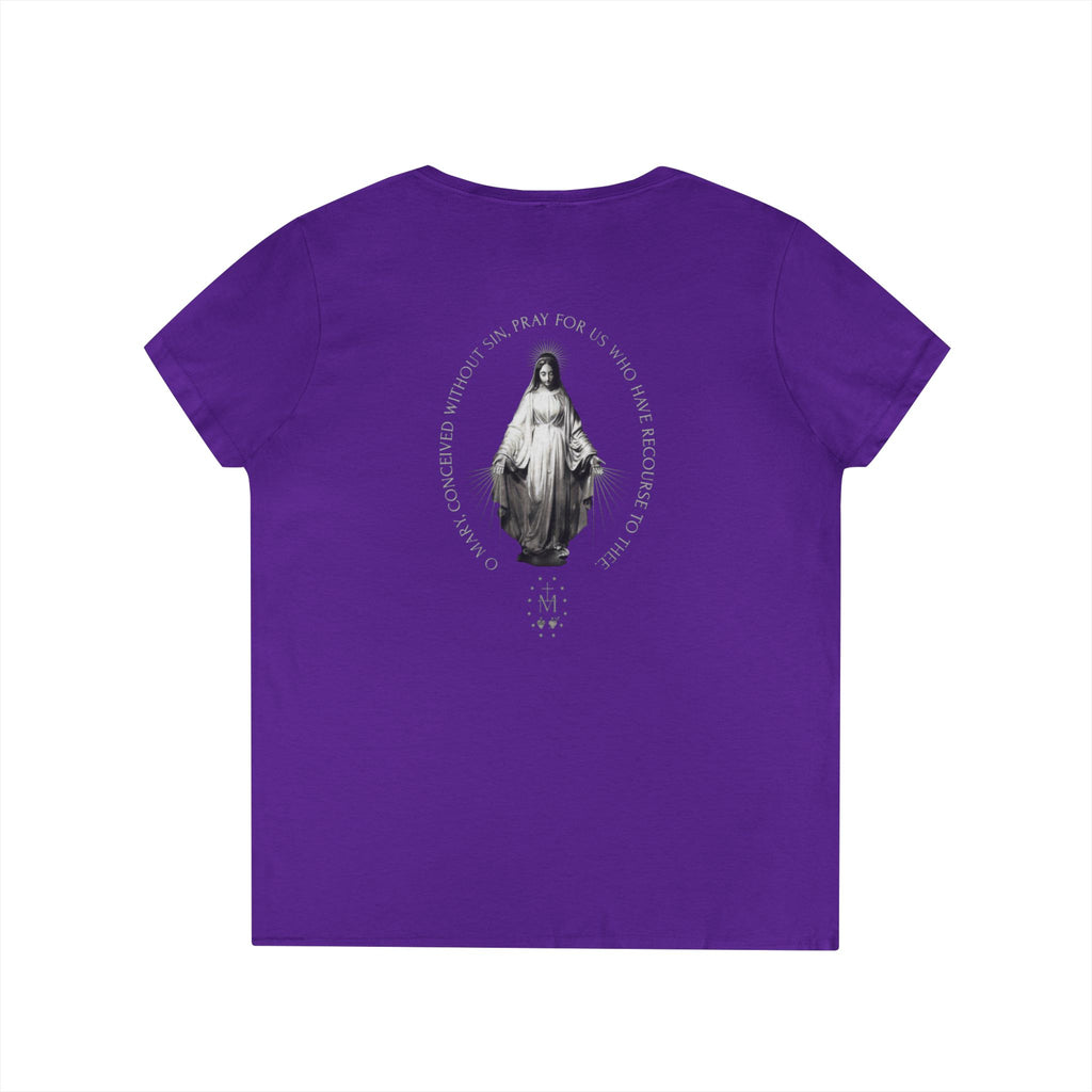 Sacred Heart Marian Graphic Ladies' Shirt —  Iter Fidelis V-Neck Tee