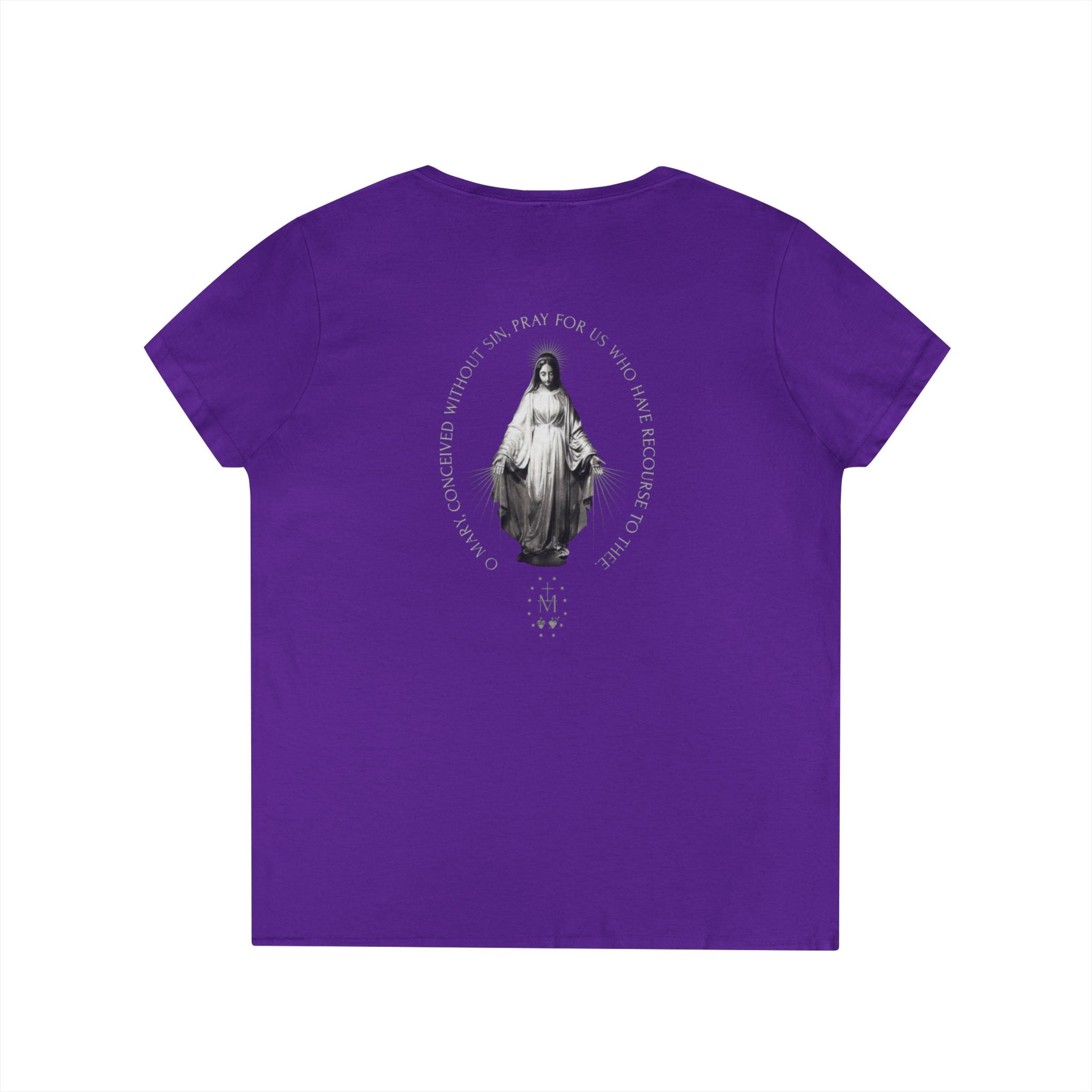 Sacred Heart Marian Graphic Ladies' Shirt —  Iter Fidelis V-Neck Tee
