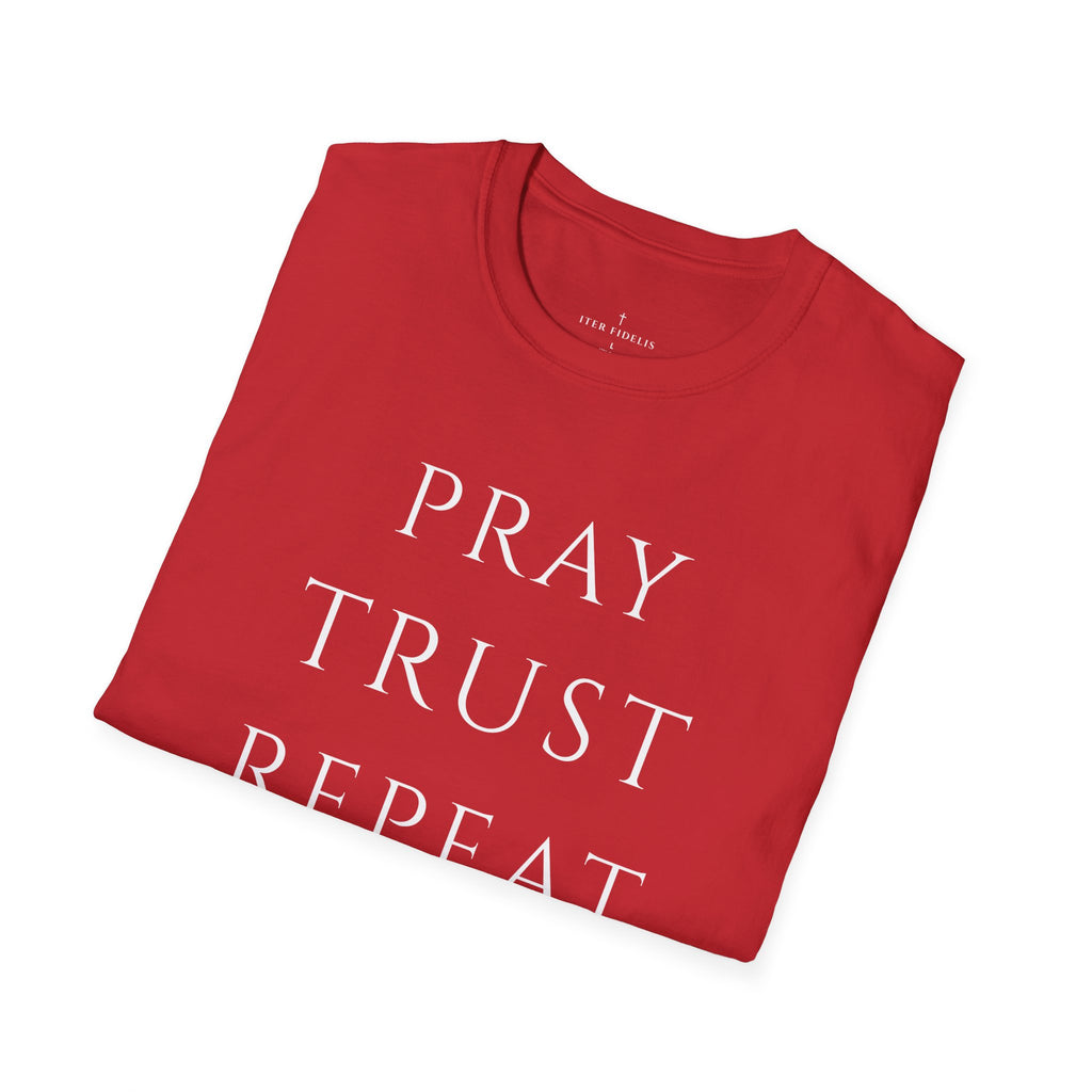Pray Trust Repeat Women's T-Shirt — Faith Inspirational Graphic Tee
