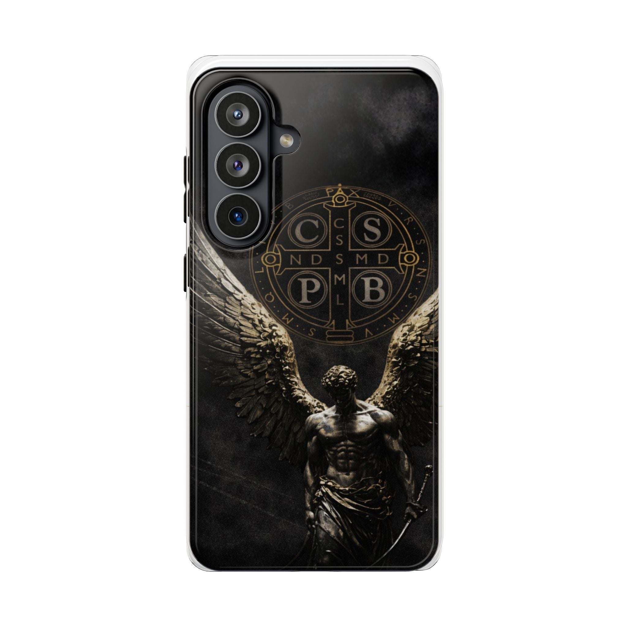 Saint Benedict Medal Phone Case – Archangel Warrior Design, Catholic Protection Case (iPhone & Samsung)