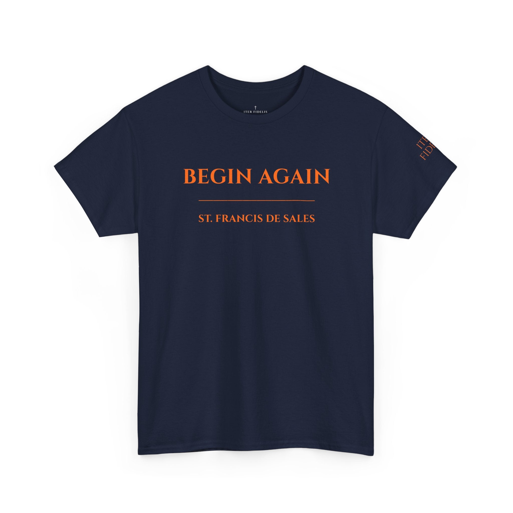 Begin Again minimalist text tee | Inspirational slogan shirt