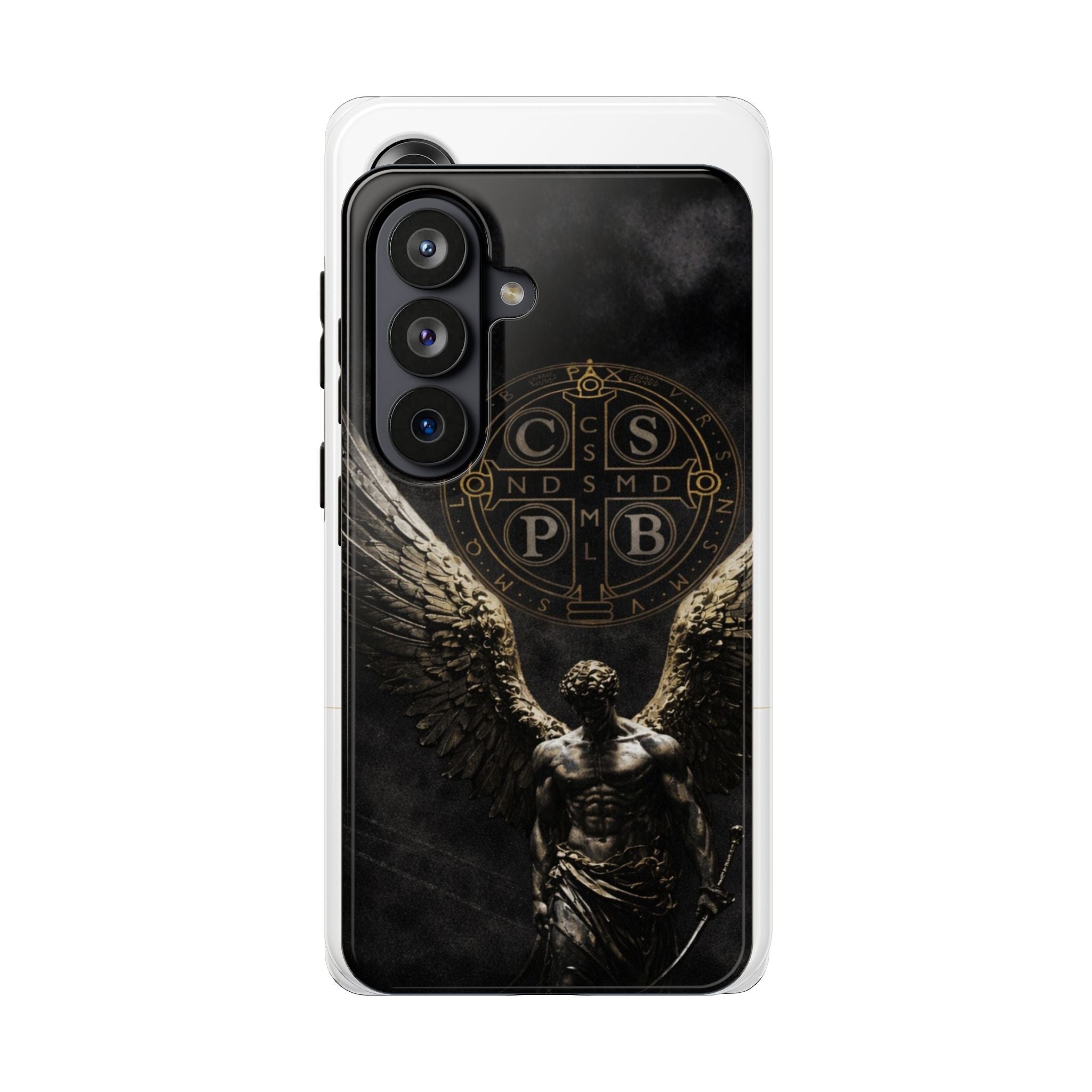 Saint Benedict Medal Phone Case – Archangel Warrior Design, Catholic Protection Case (iPhone & Samsung)
