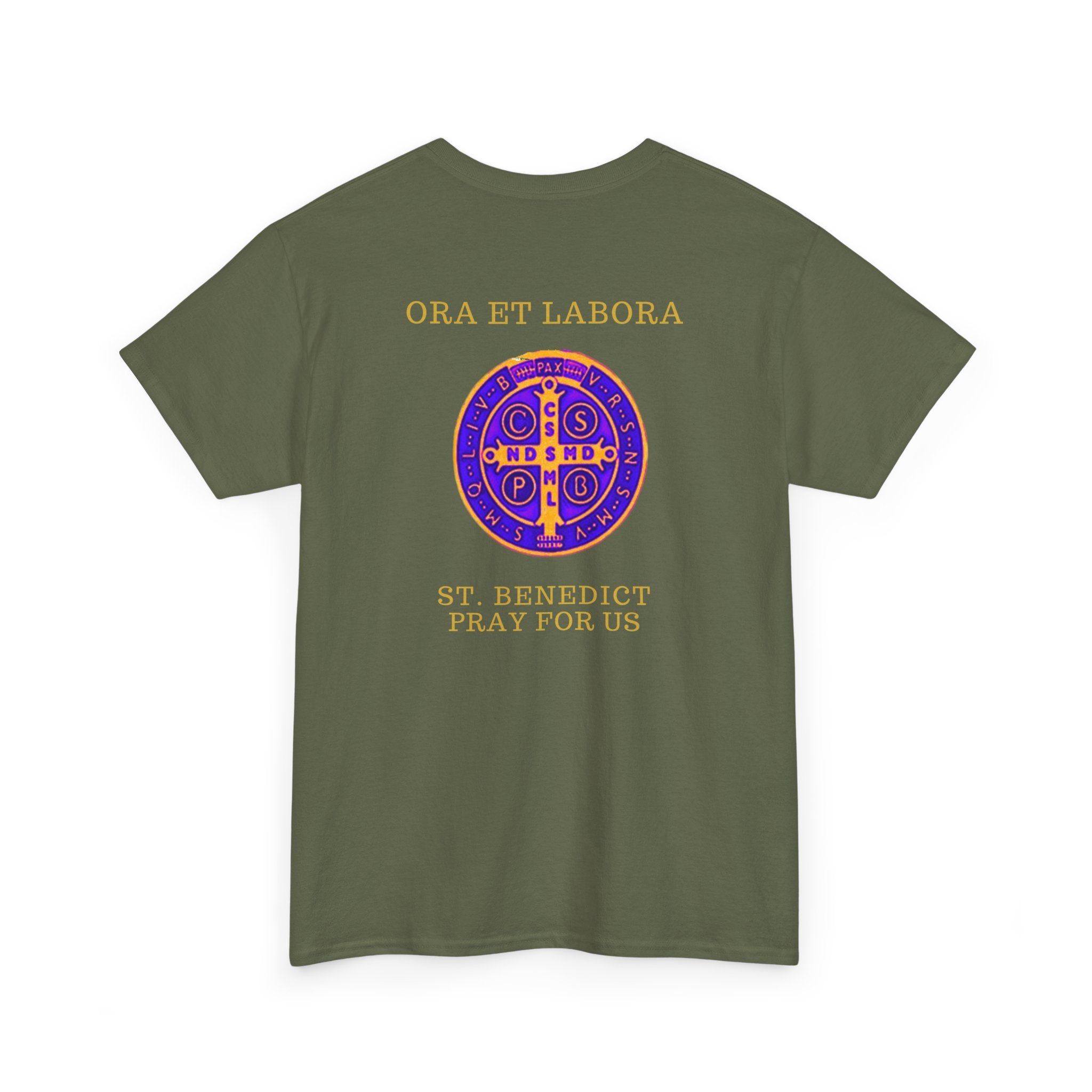 St. Benedict Medal design Tee | Ora et Labora, Iter Fidelis