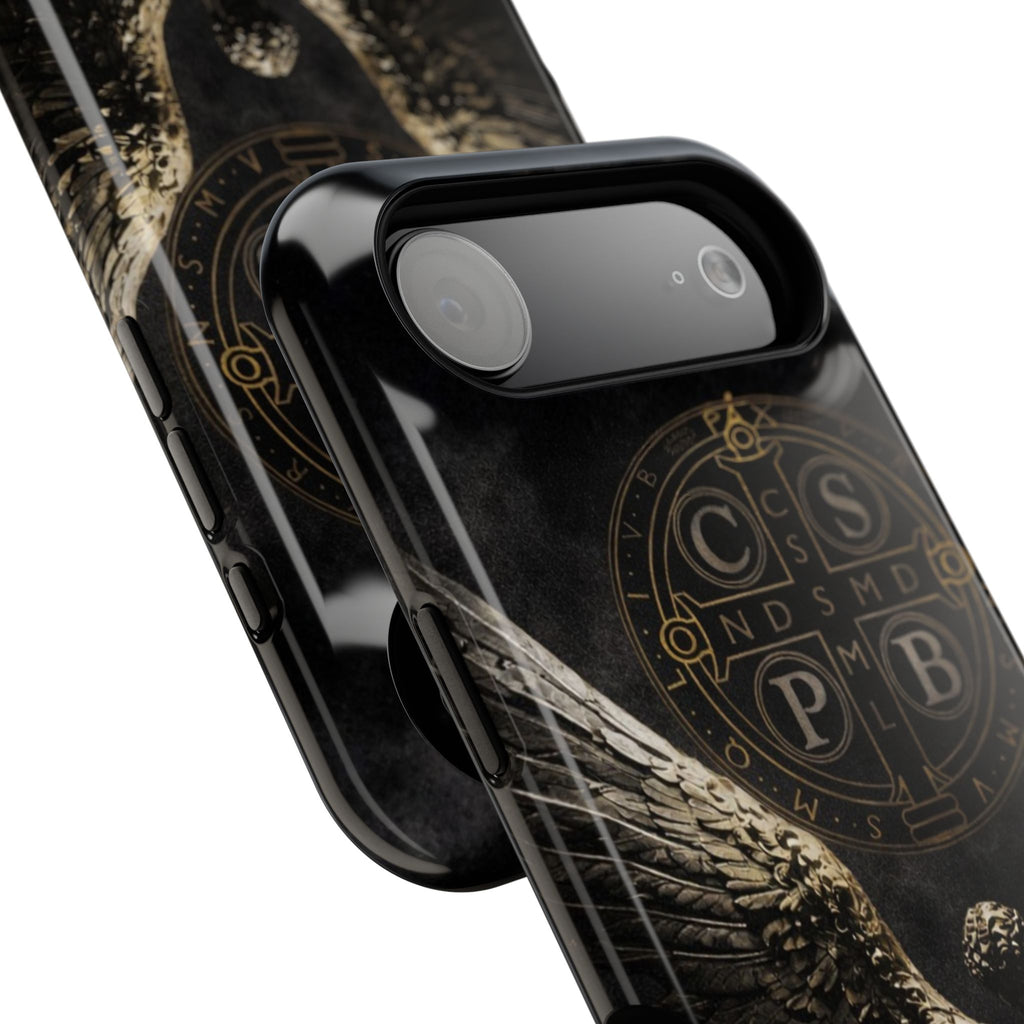 Saint Benedict Medal Phone Case – Archangel Warrior Design, Catholic Protection Case (iPhone & Samsung)