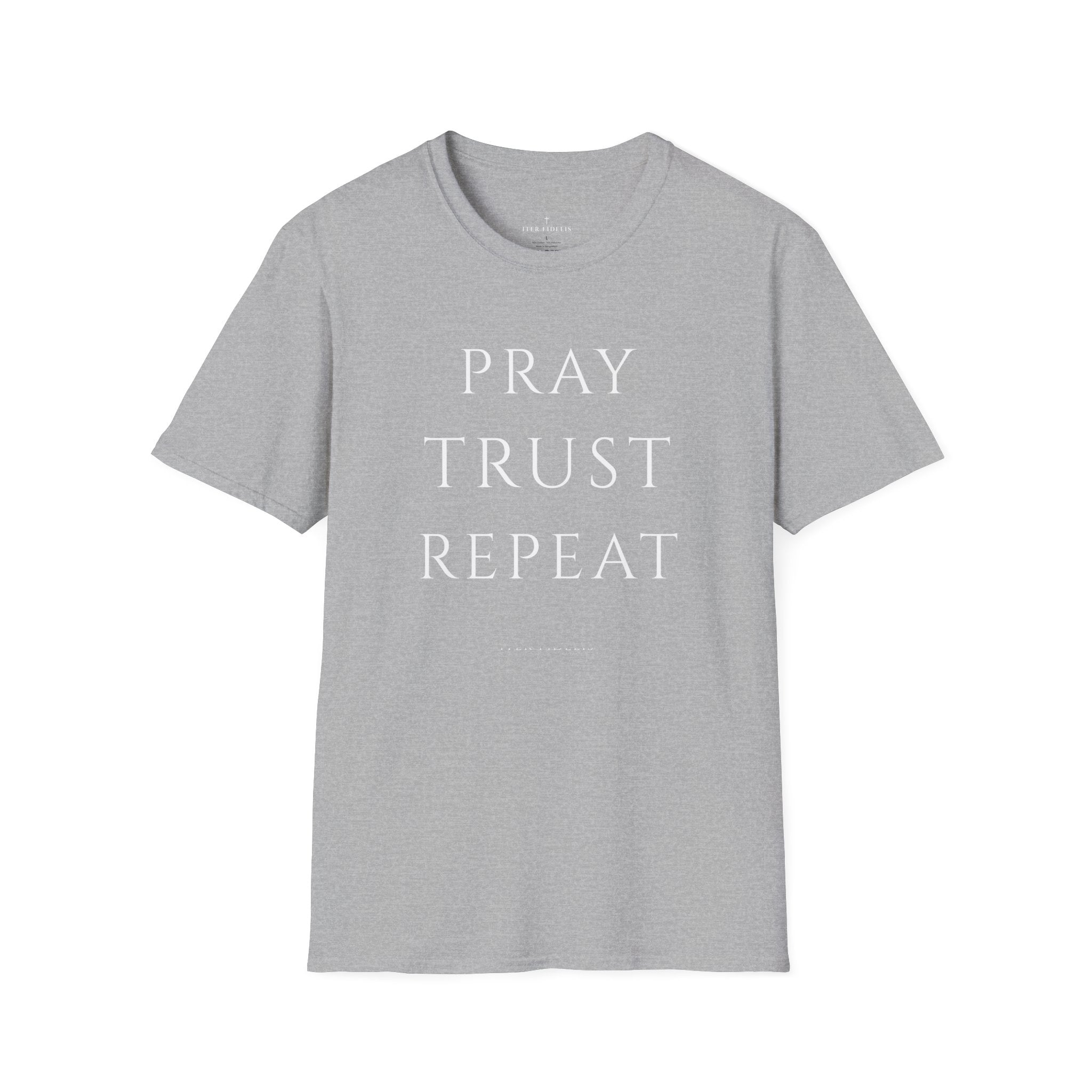 Pray Trust Repeat Women's T-Shirt — Faith Inspirational Graphic Tee