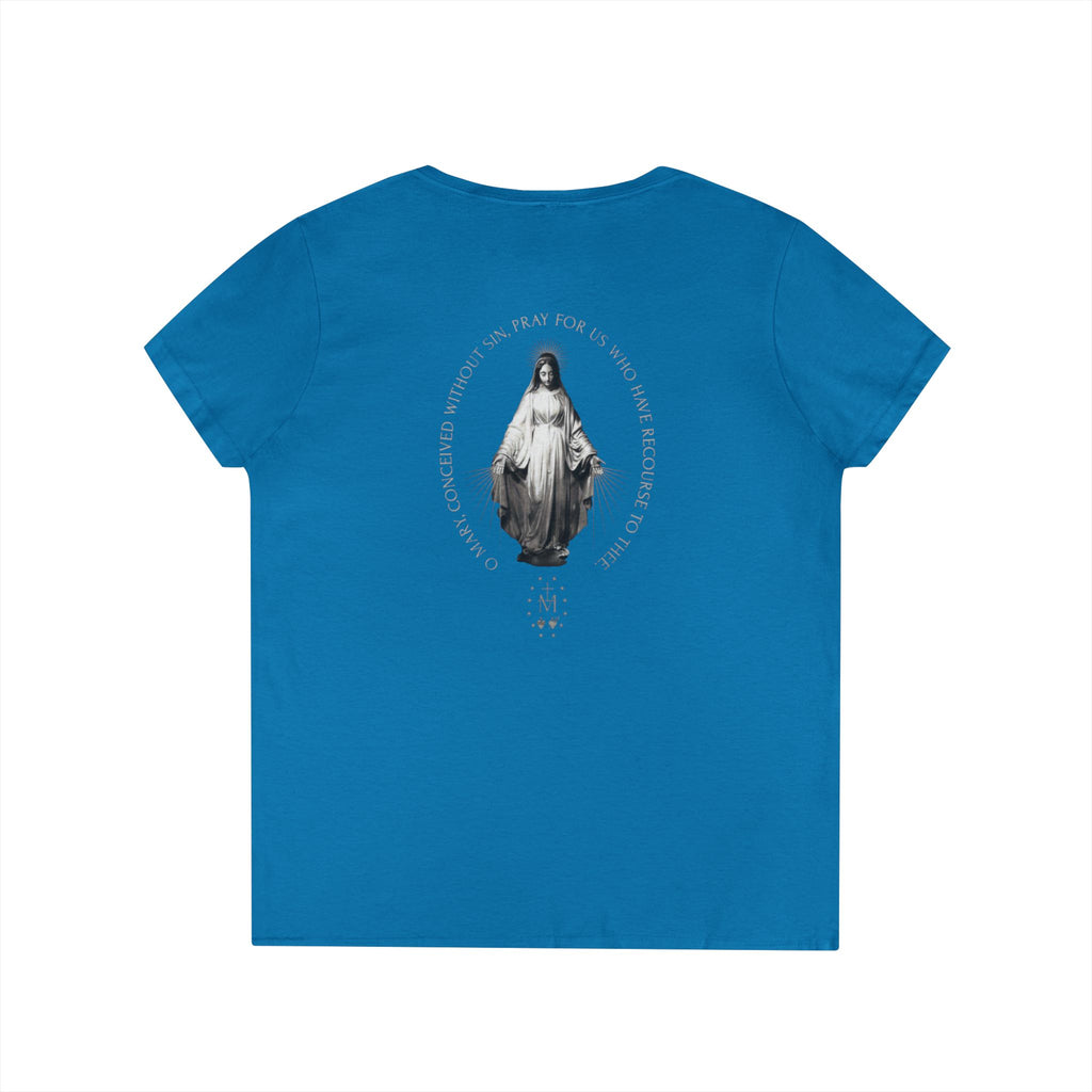 Sacred Heart Marian Graphic Ladies' Shirt —  Iter Fidelis V-Neck Tee