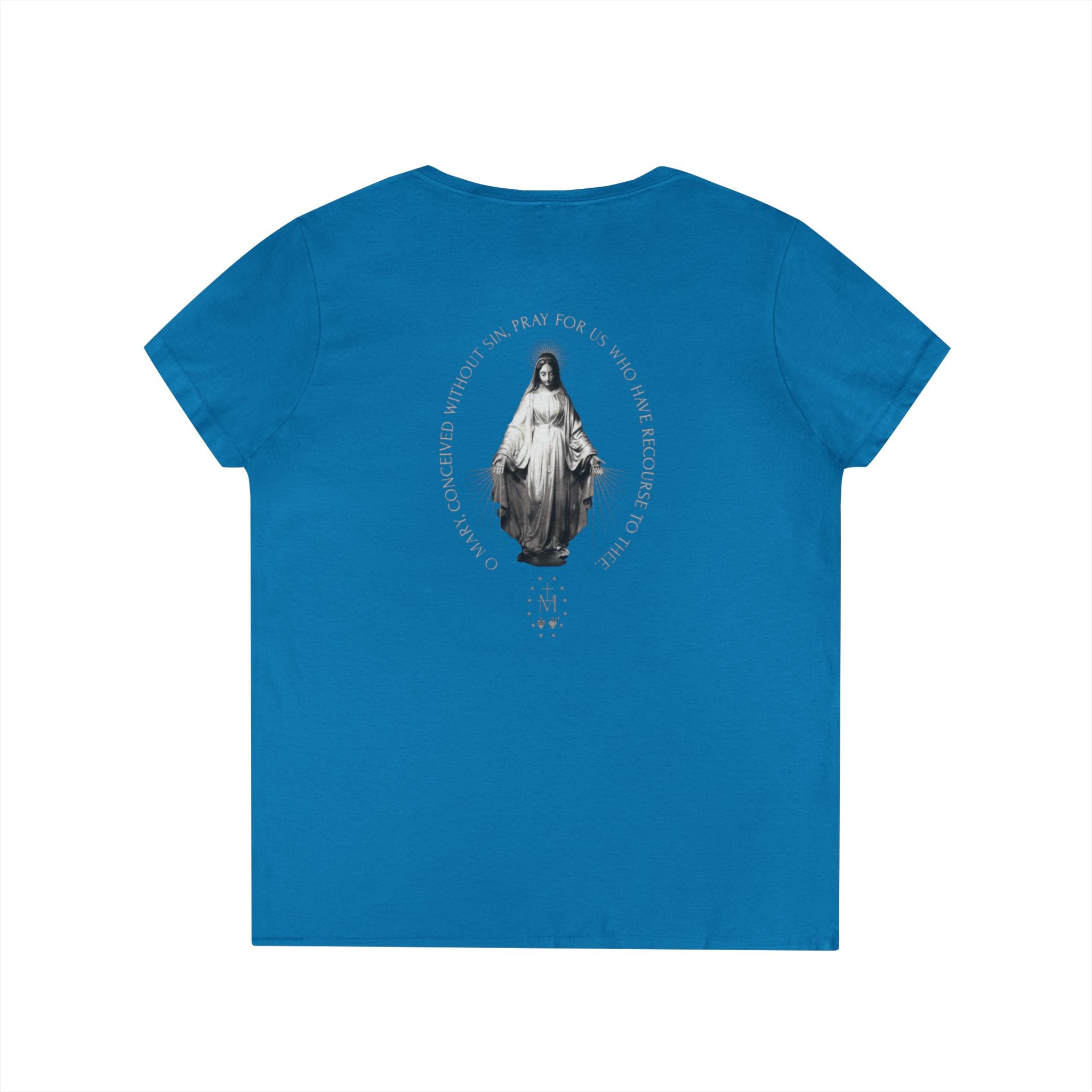 Sacred Heart Marian Graphic Ladies' Shirt —  Iter Fidelis V-Neck Tee