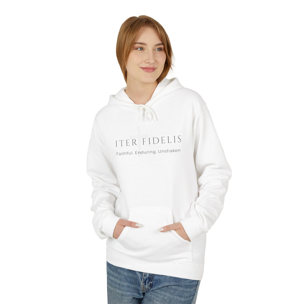 Iter Fidelis Minimalist Hoodie — 'iter fidelis' Latin Script