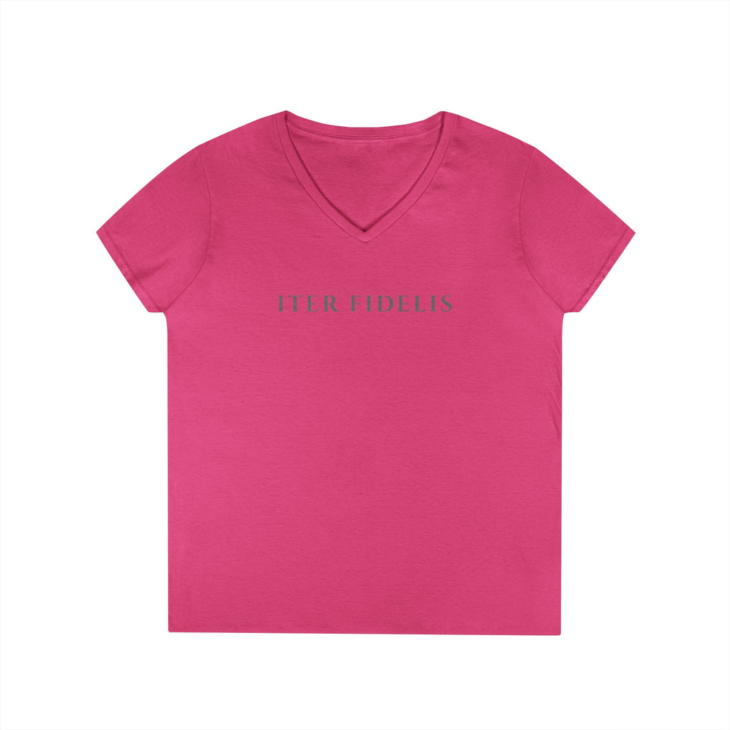 Sacred Heart Marian Graphic Ladies' Shirt —  Iter Fidelis V-Neck Tee