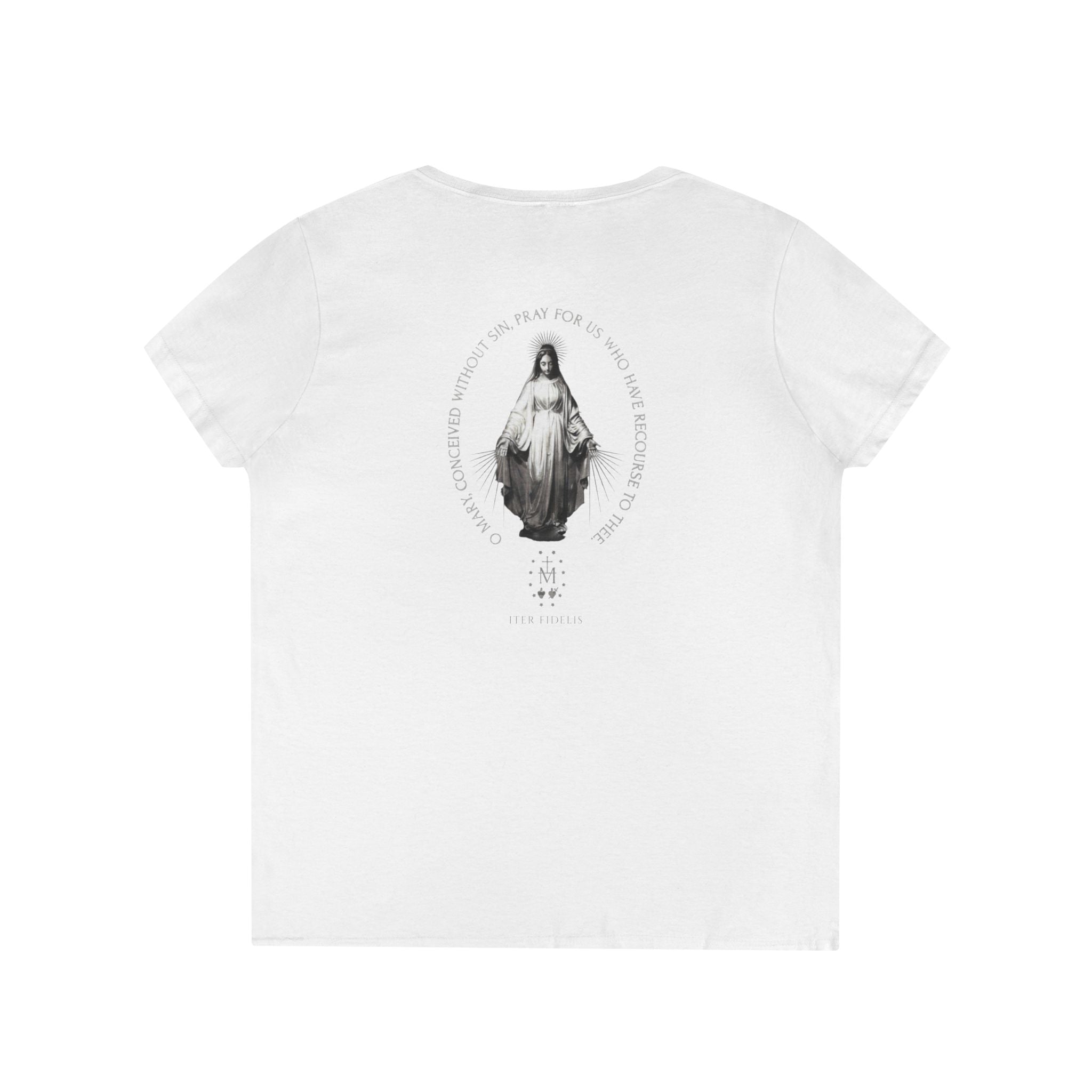 Iter Fidelis V-Neck Tee — Sacred Heart Marian Graphic Ladies' Shirt