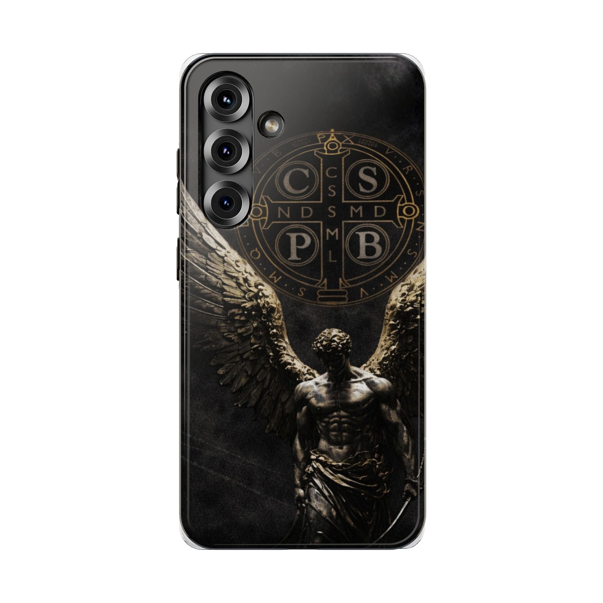 Saint Benedict Medal Phone Case – Archangel Warrior Design, Catholic Protection Case (iPhone & Samsung)