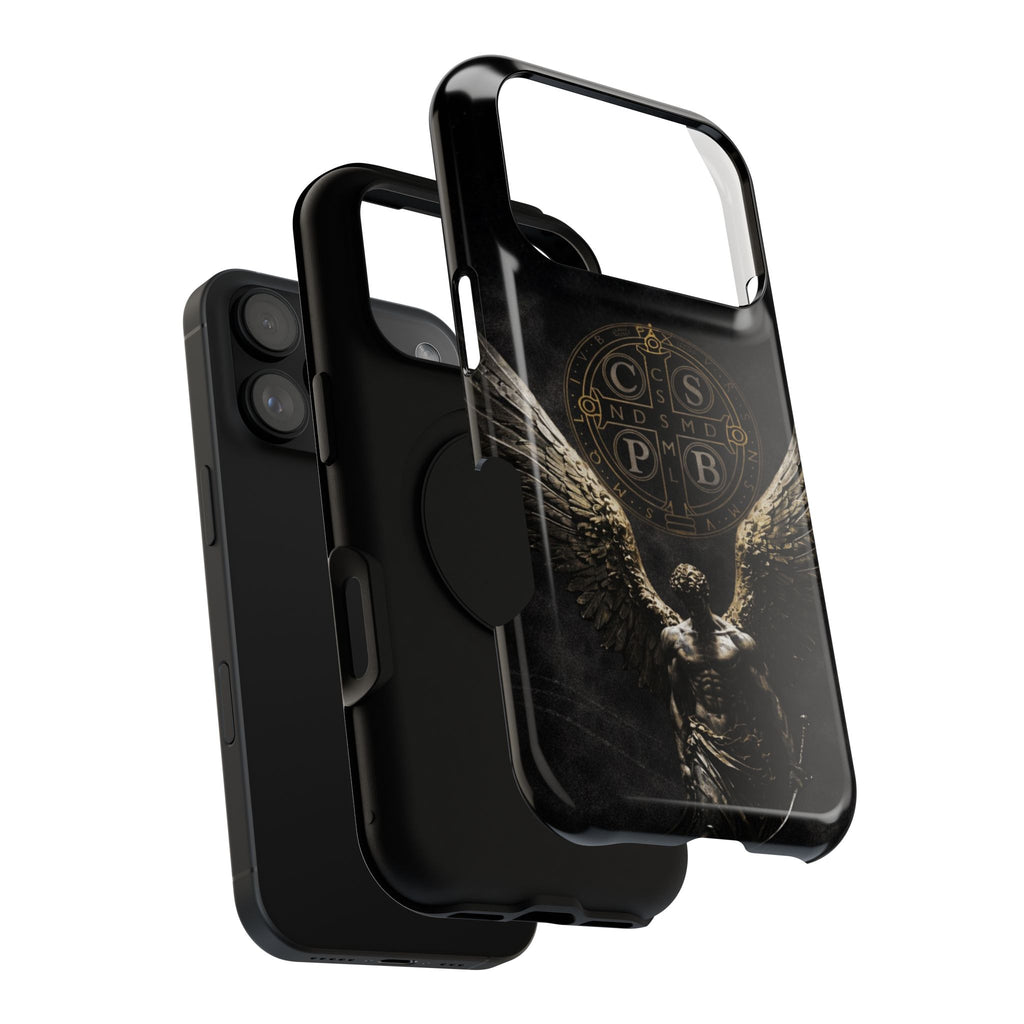 Saint Benedict Medal Phone Case – Archangel Warrior Design, Catholic Protection Case (iPhone & Samsung)