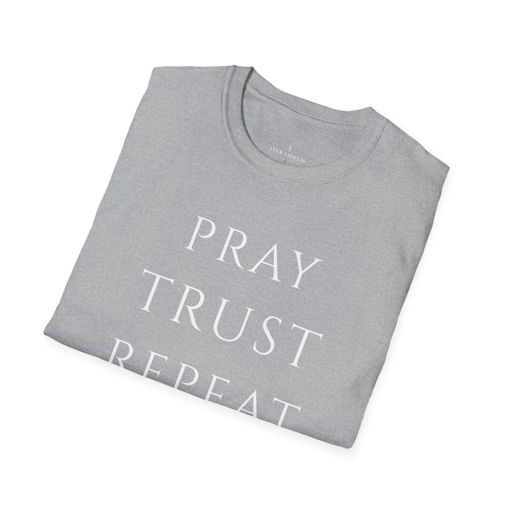 Pray Trust Repeat Women's T-Shirt — Faith Inspirational Graphic Tee