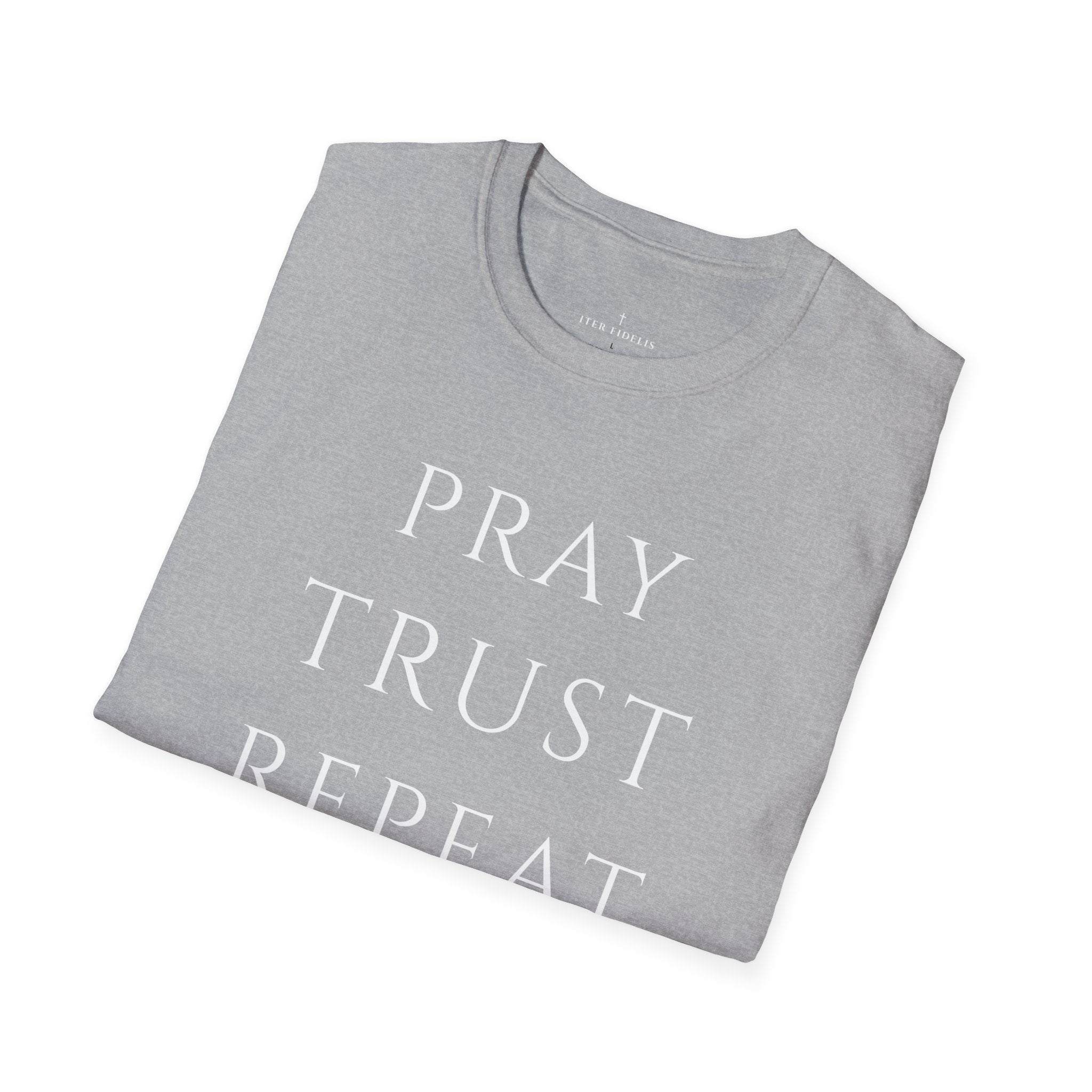 Pray Trust Repeat Women's T-Shirt — Faith Inspirational Graphic Tee