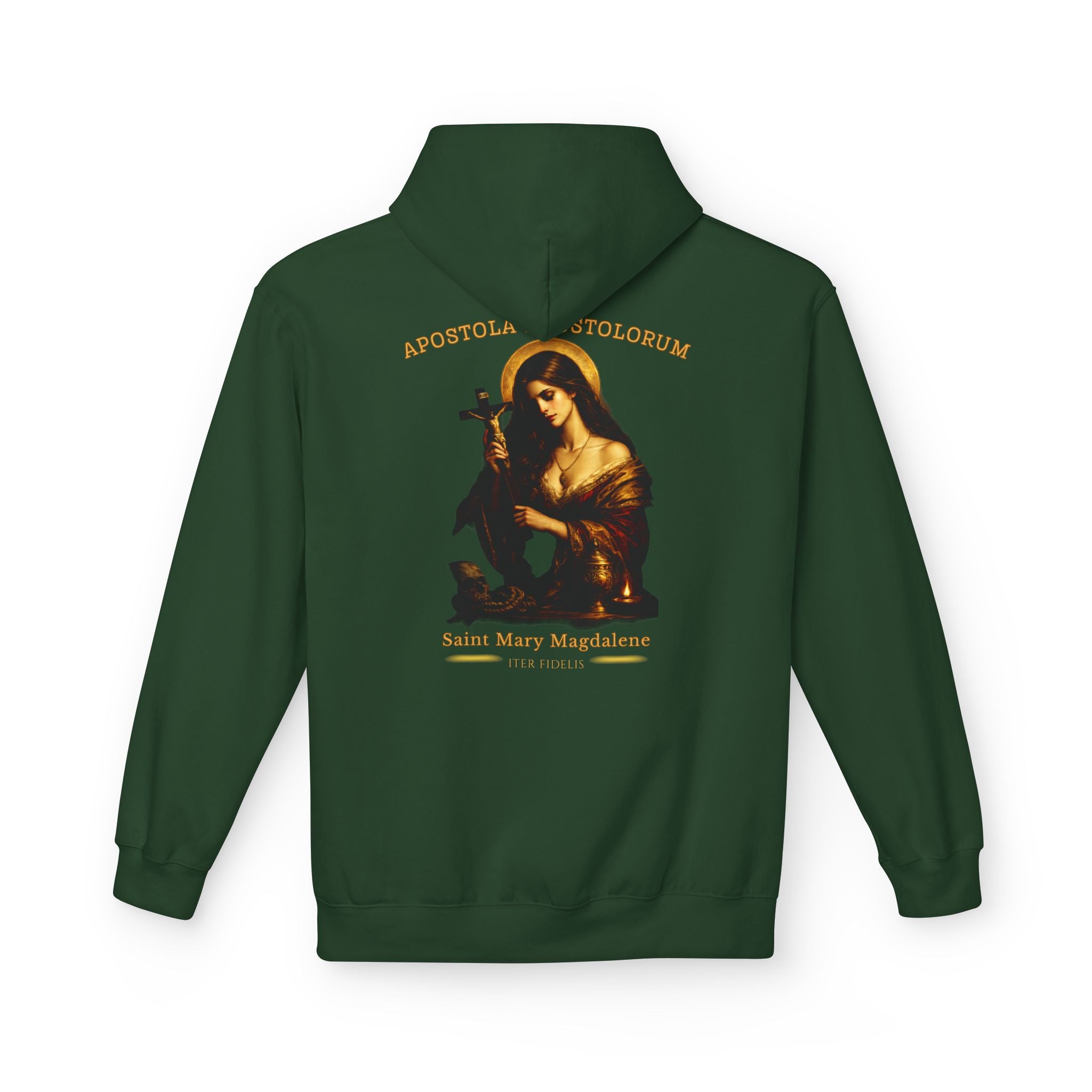 Mary Magdalene Graphic Hoodie — "Iter Fidelis" Religious Art Pullover