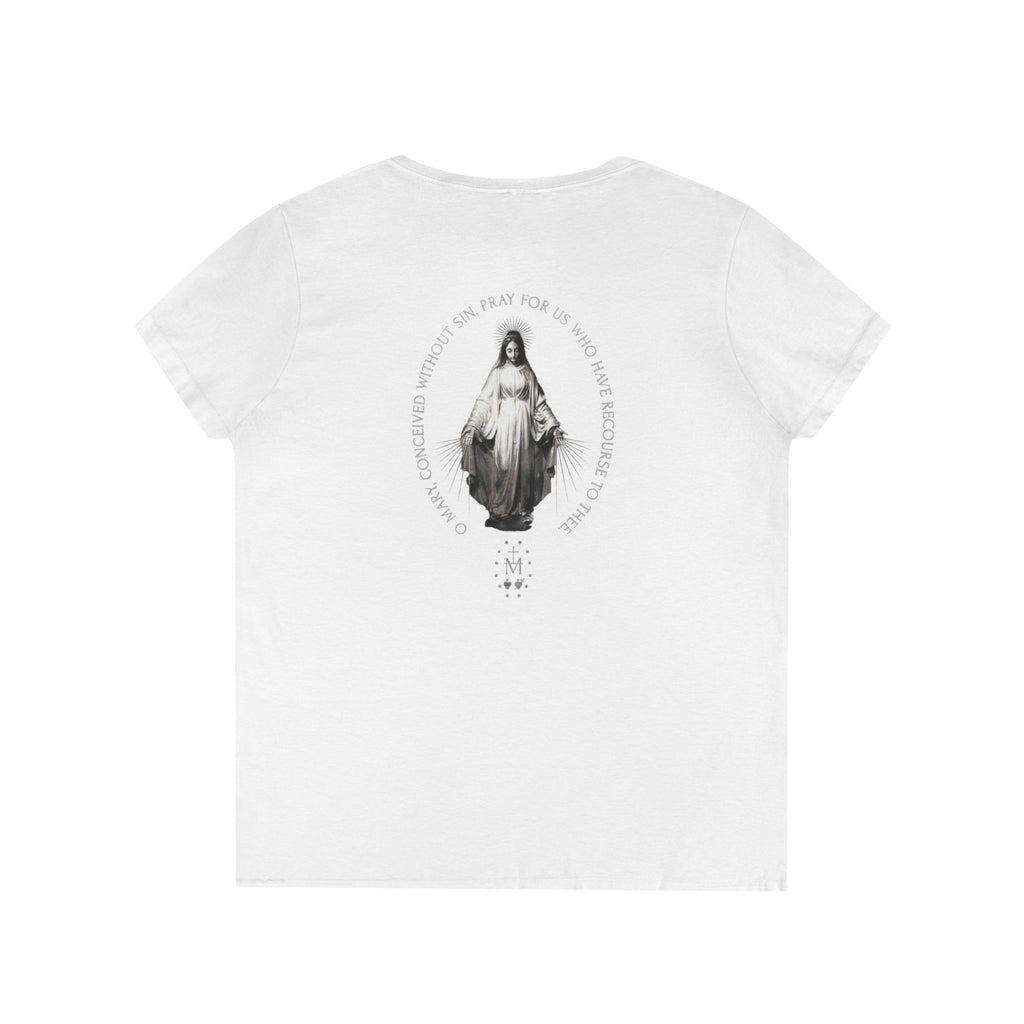 Sacred Heart Marian Graphic Ladies' Shirt —  Iter Fidelis V-Neck Tee