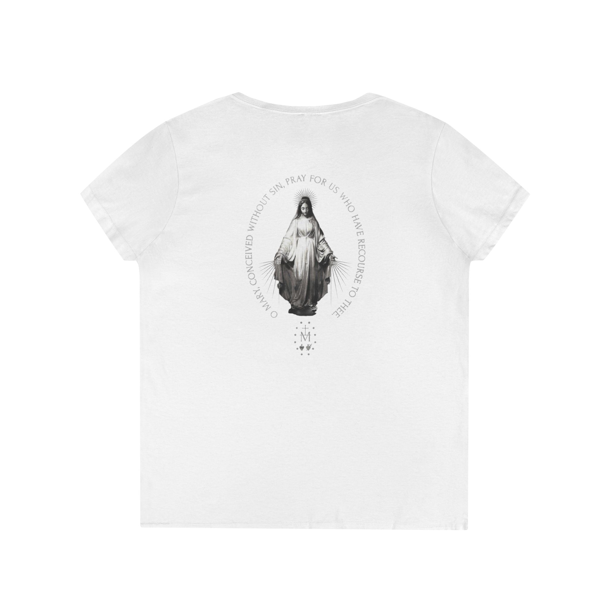 Sacred Heart Marian Graphic Ladies' Shirt —  Iter Fidelis V-Neck Tee