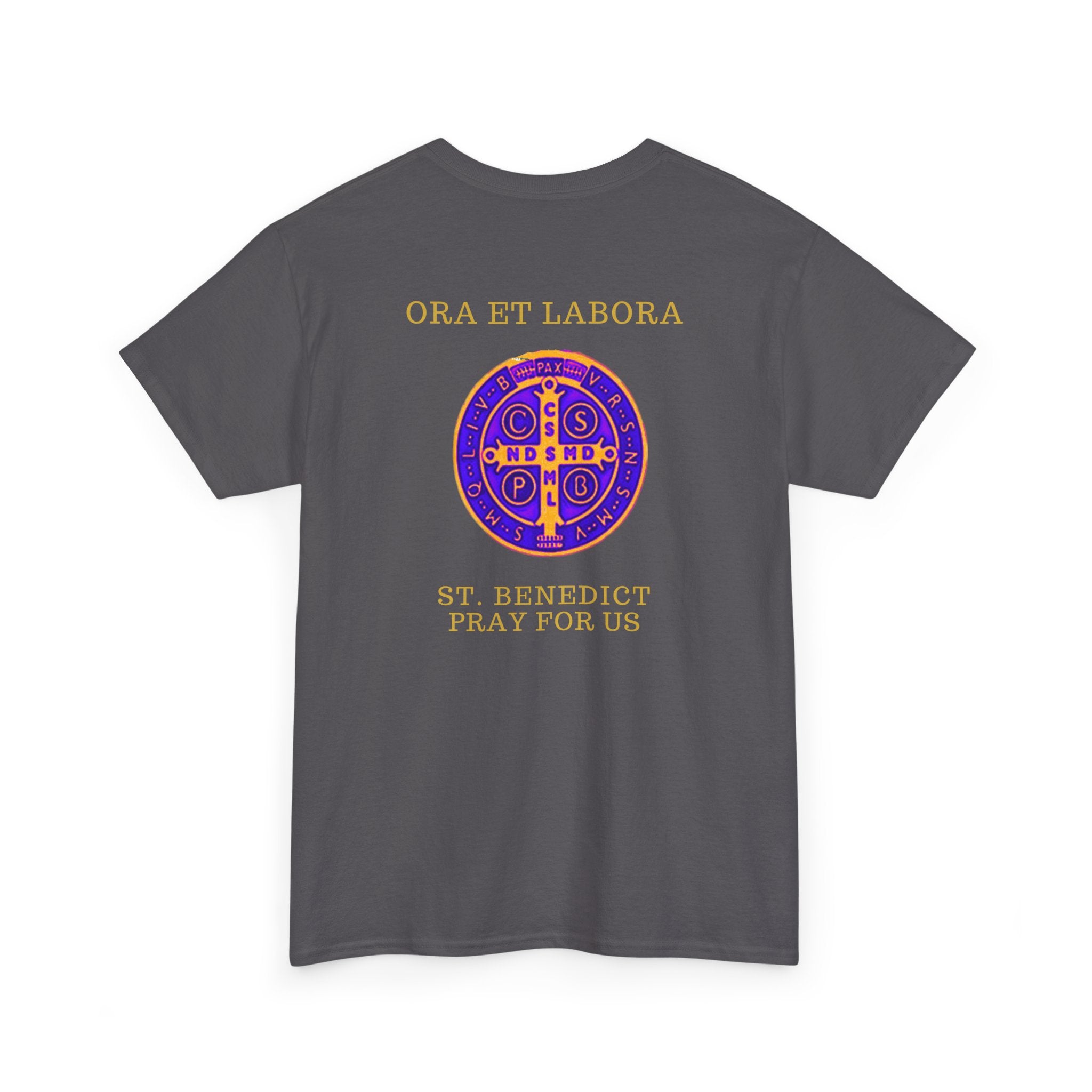 St. Benedict Medal design Tee | Ora et Labora, Iter Fidelis